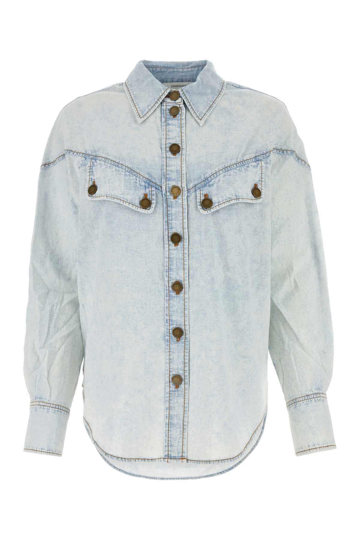 Shop Zimmermann Denim Halliday Shirt In Bluesmoke