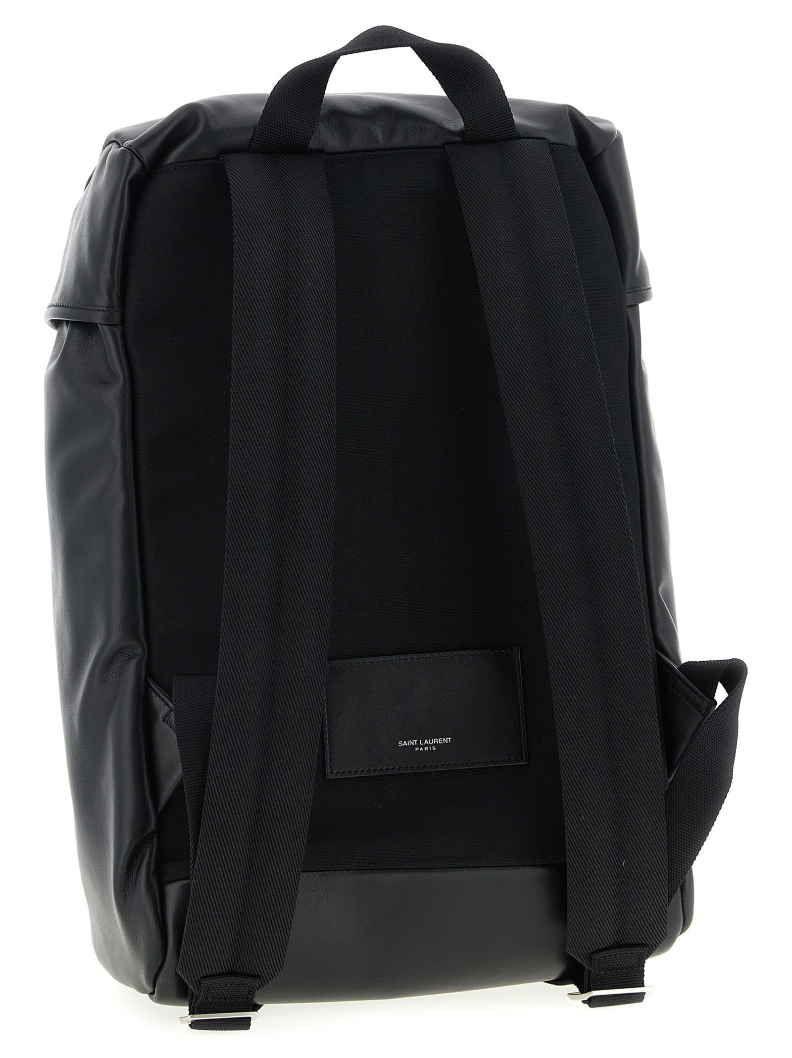 Saint Laurent Versatile Leather Backpack Featuring Zip Pocket In Black