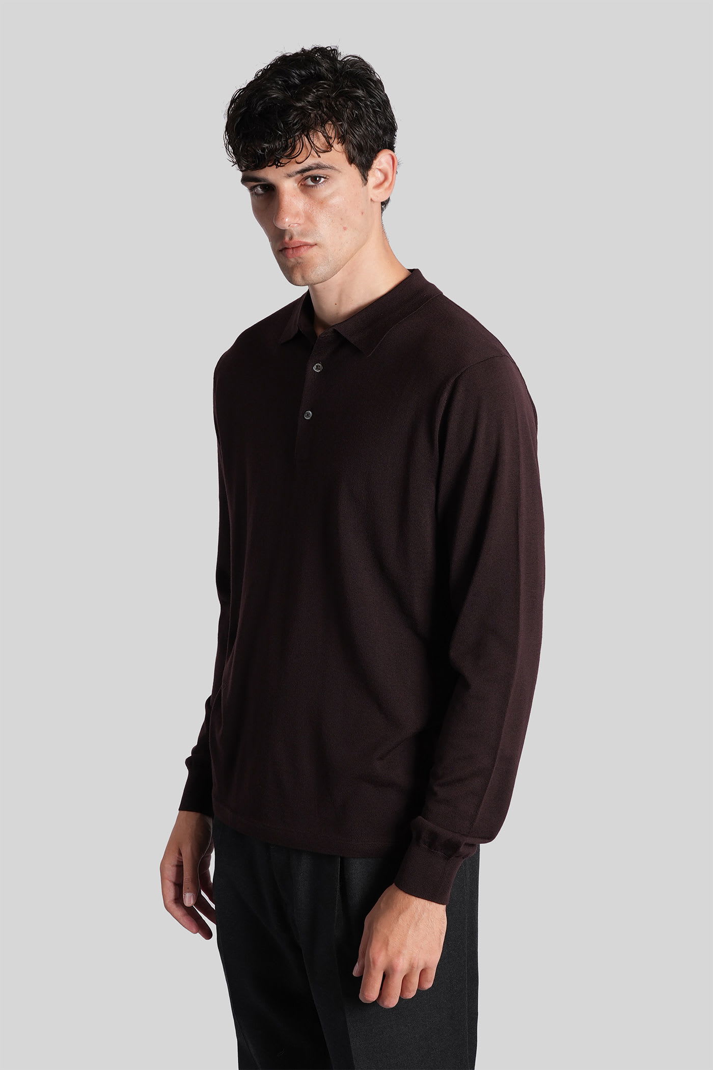 Aspesi M197 Polo In Brown Wool In Brown