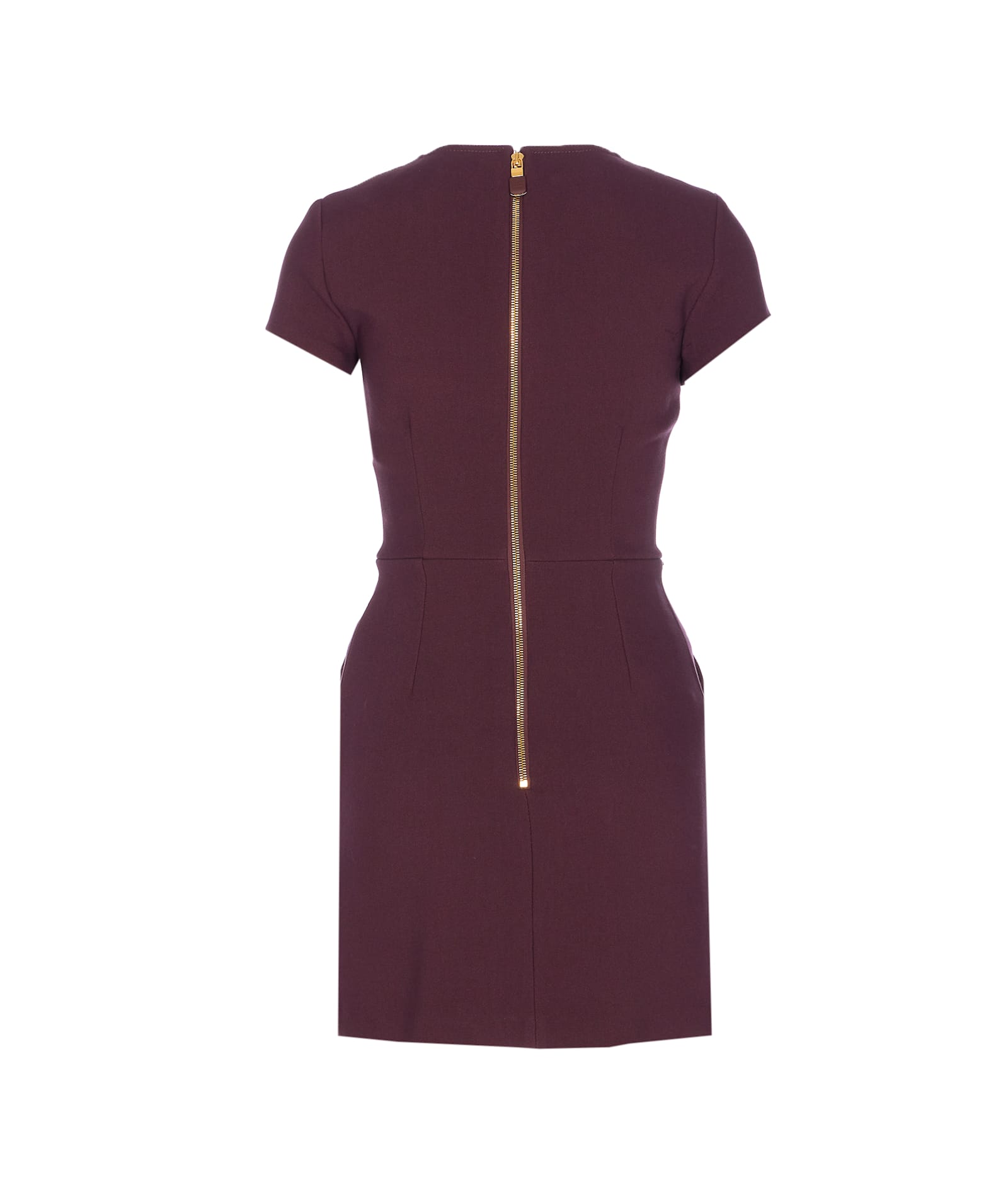 Elisabetta Franchi Merlot Dress With Faux Leather Inserts In Burgundy