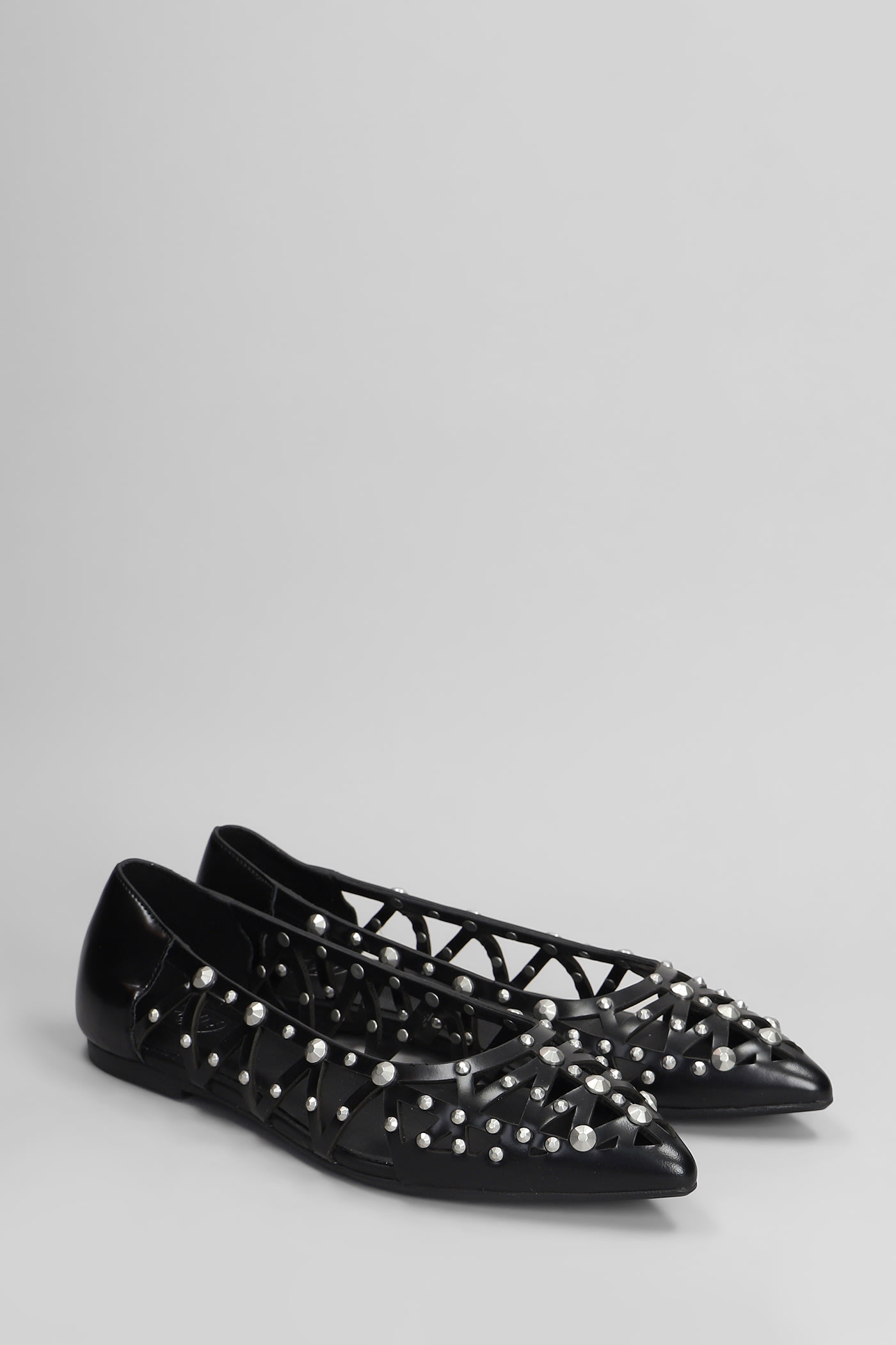Ash Bazaar Bis Ballet Flats In Black Leather