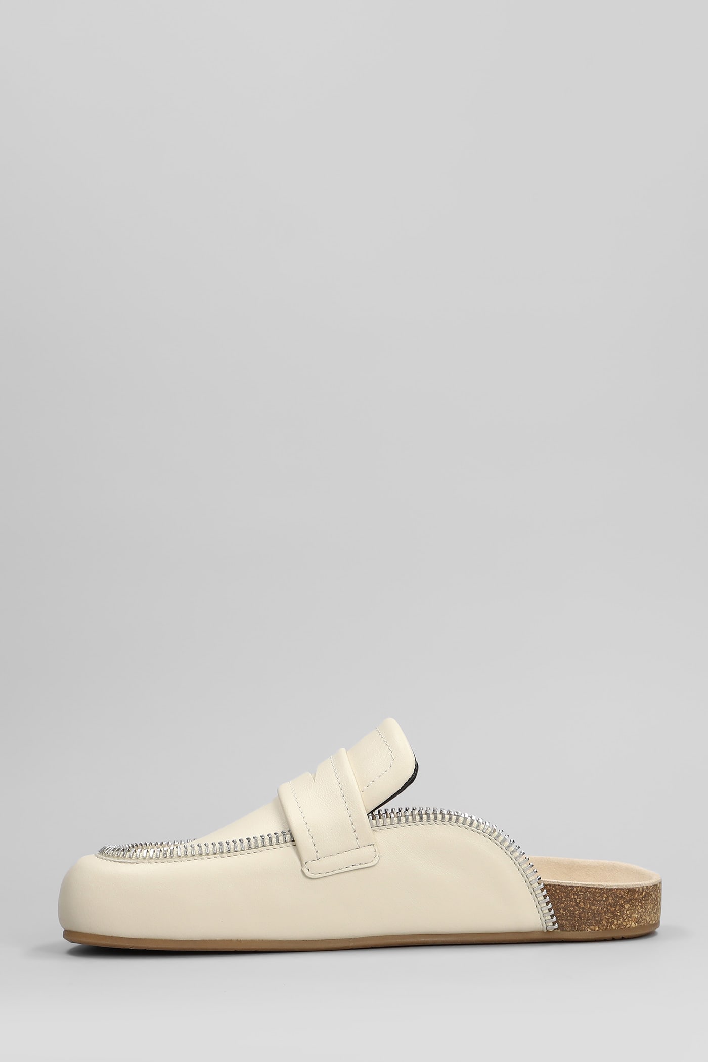 Jw Anderson Biker Loafer Slipper-mule In Beige Leather In Beige