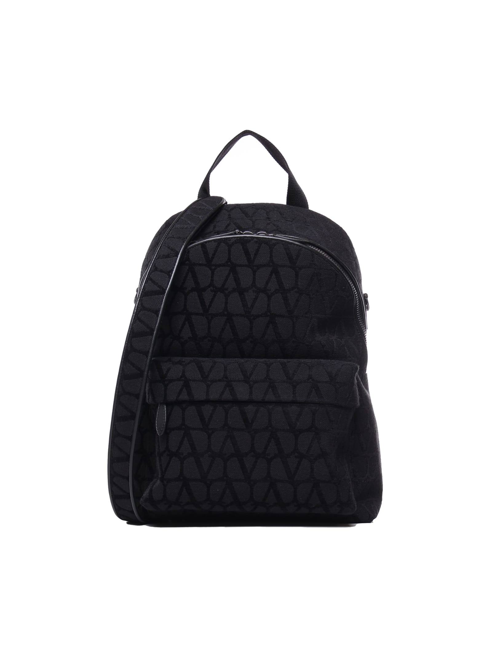 Shop Valentino Toile Iconographe Backpack In Toile Iconographe With Leather Details In Black