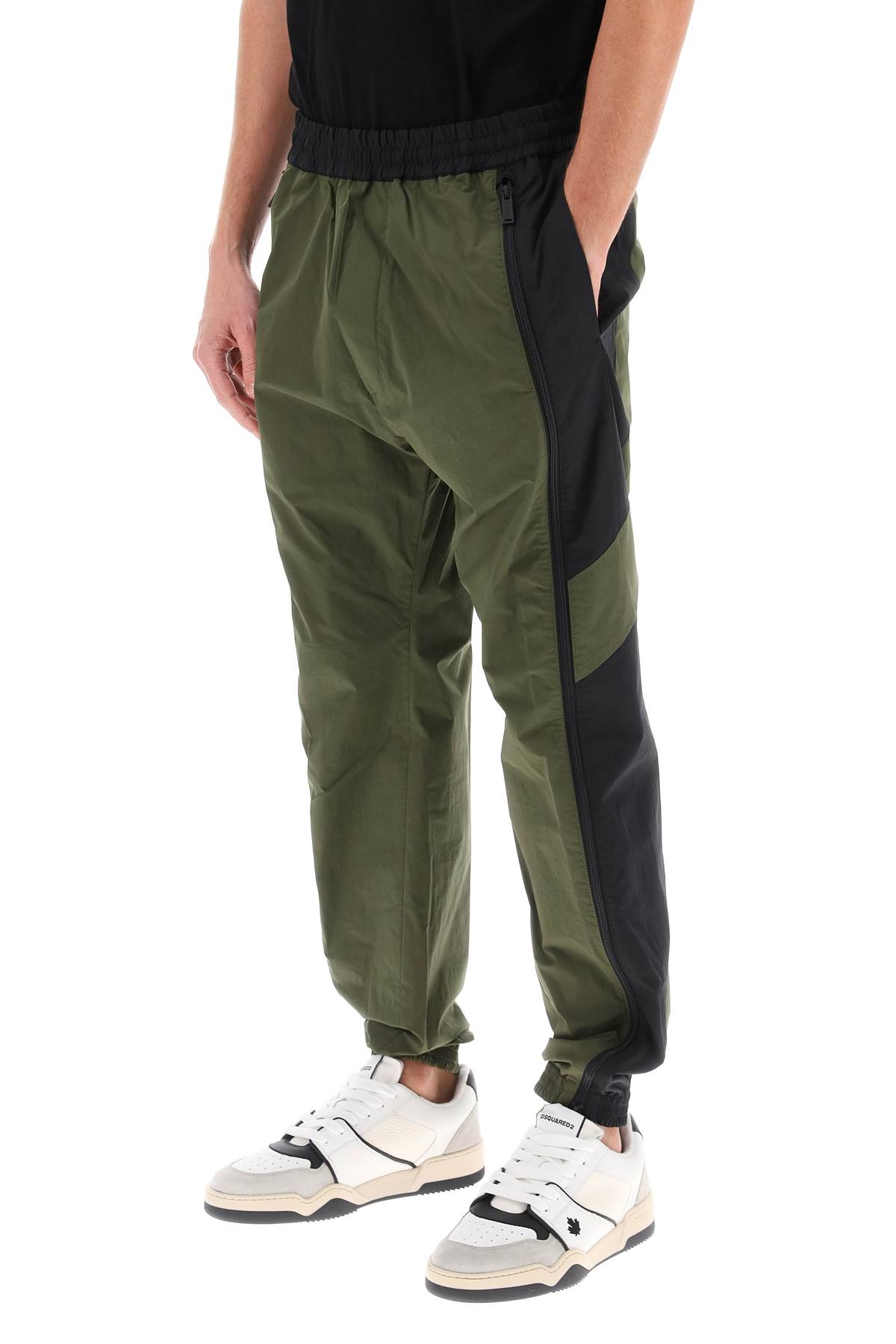 Shop Dsquared2 Stretch Cotton Pants In Olive Green (black)