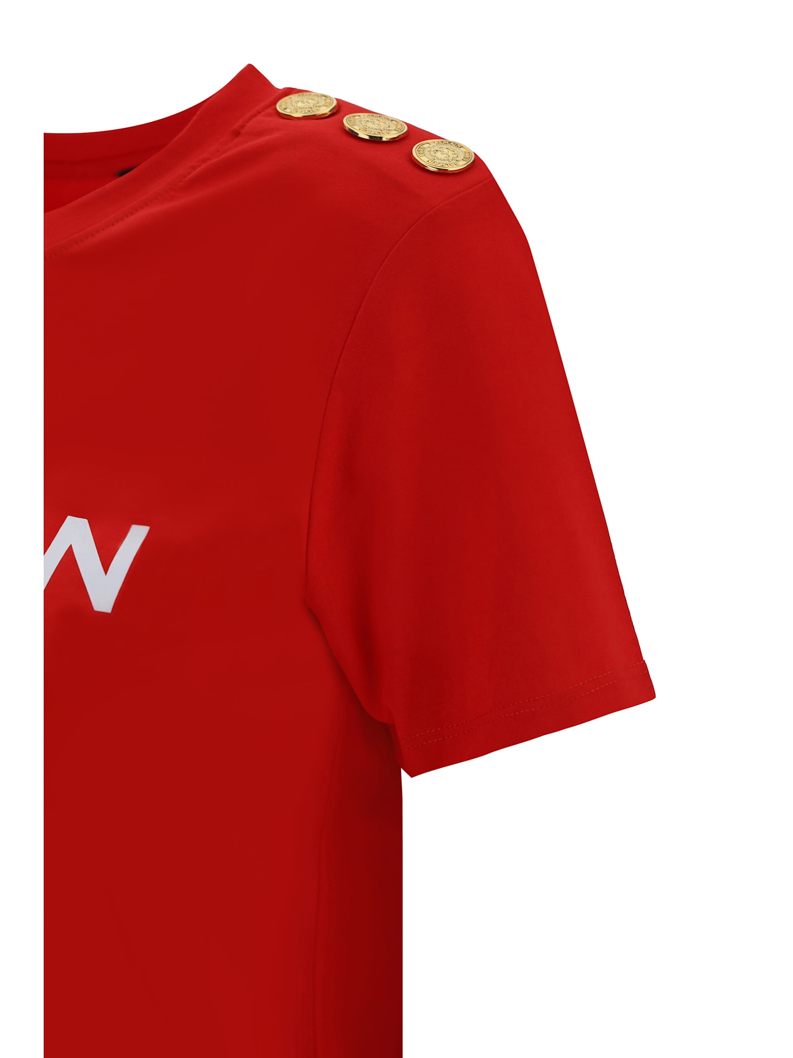 Shop Balmain T-shirt In Rouge/blanc