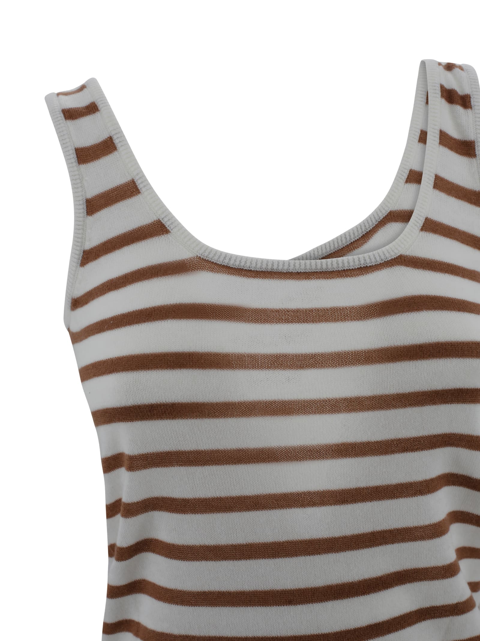 Be You Striped Cashmere Top In Bianco
