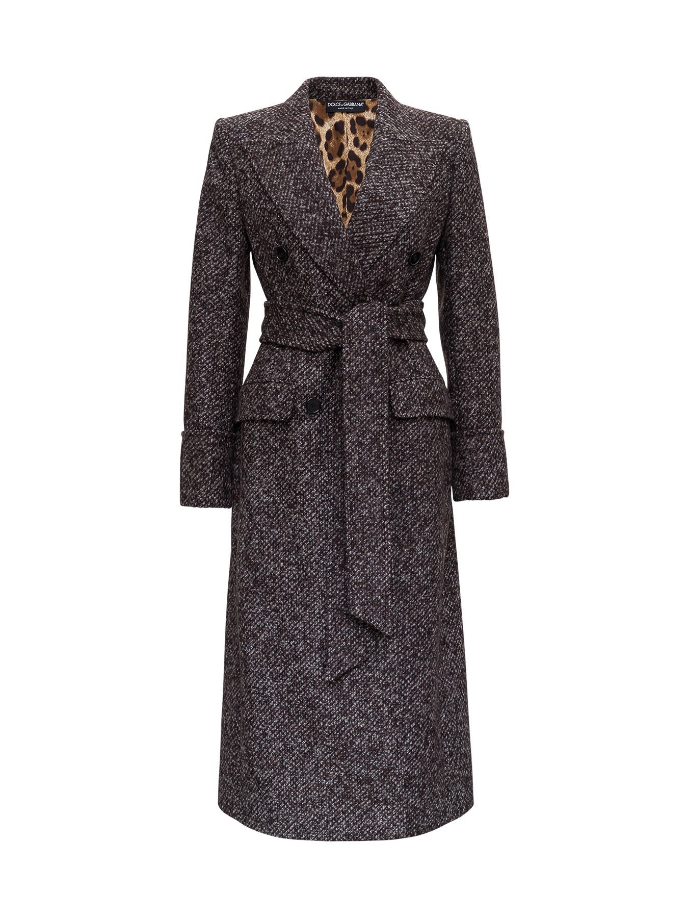 Dolce & Gabbana Melange Trench-coat In Wool And Alpaca Blend