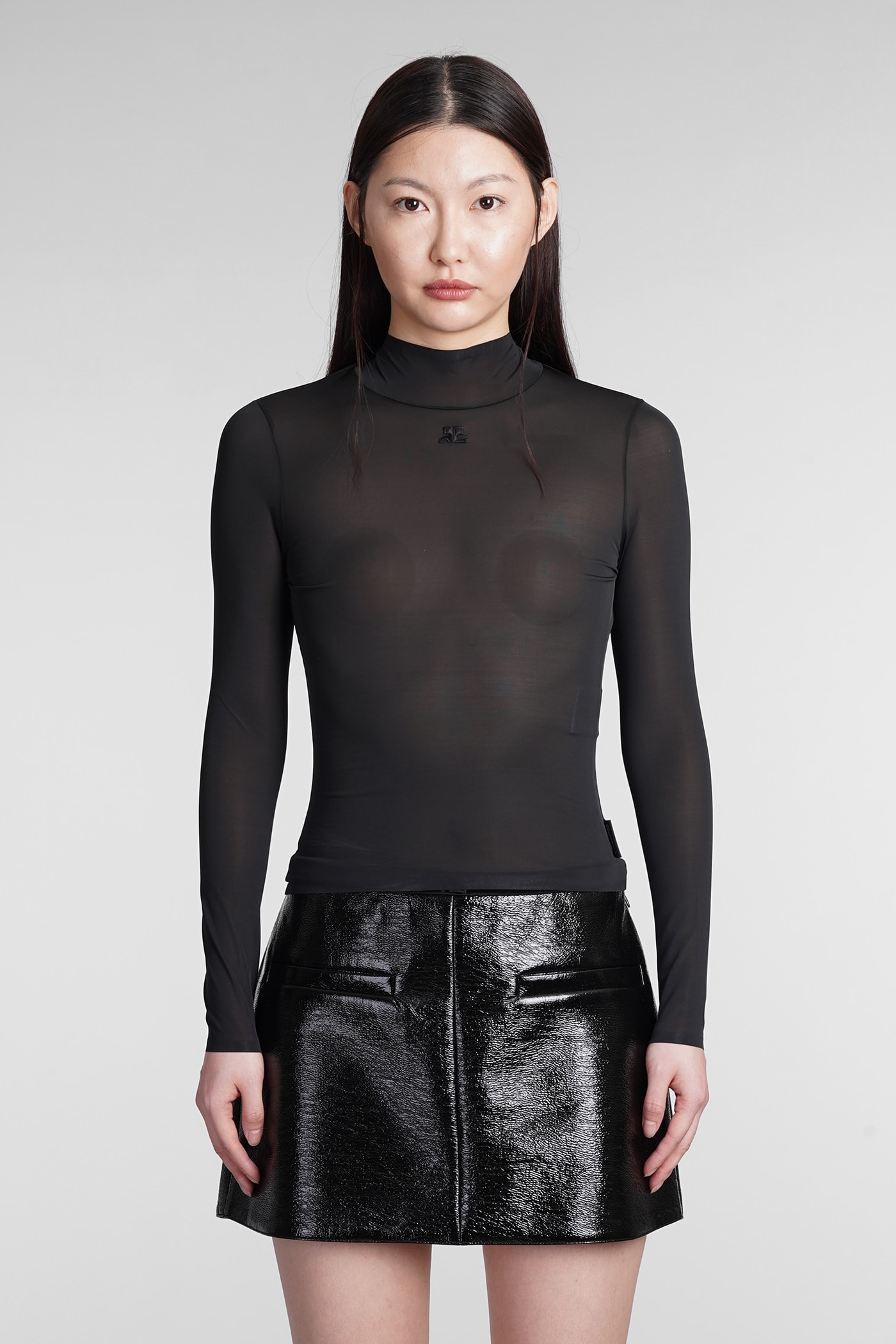 Shop Courrèges Mockneck Second Skin Top In Black