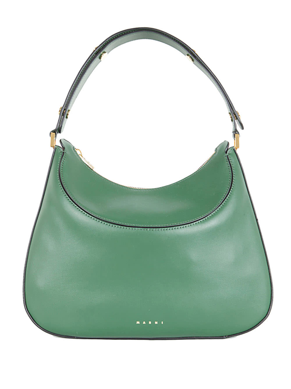 Marni Hobo Large W/zip Shoulder Bag In Emerald