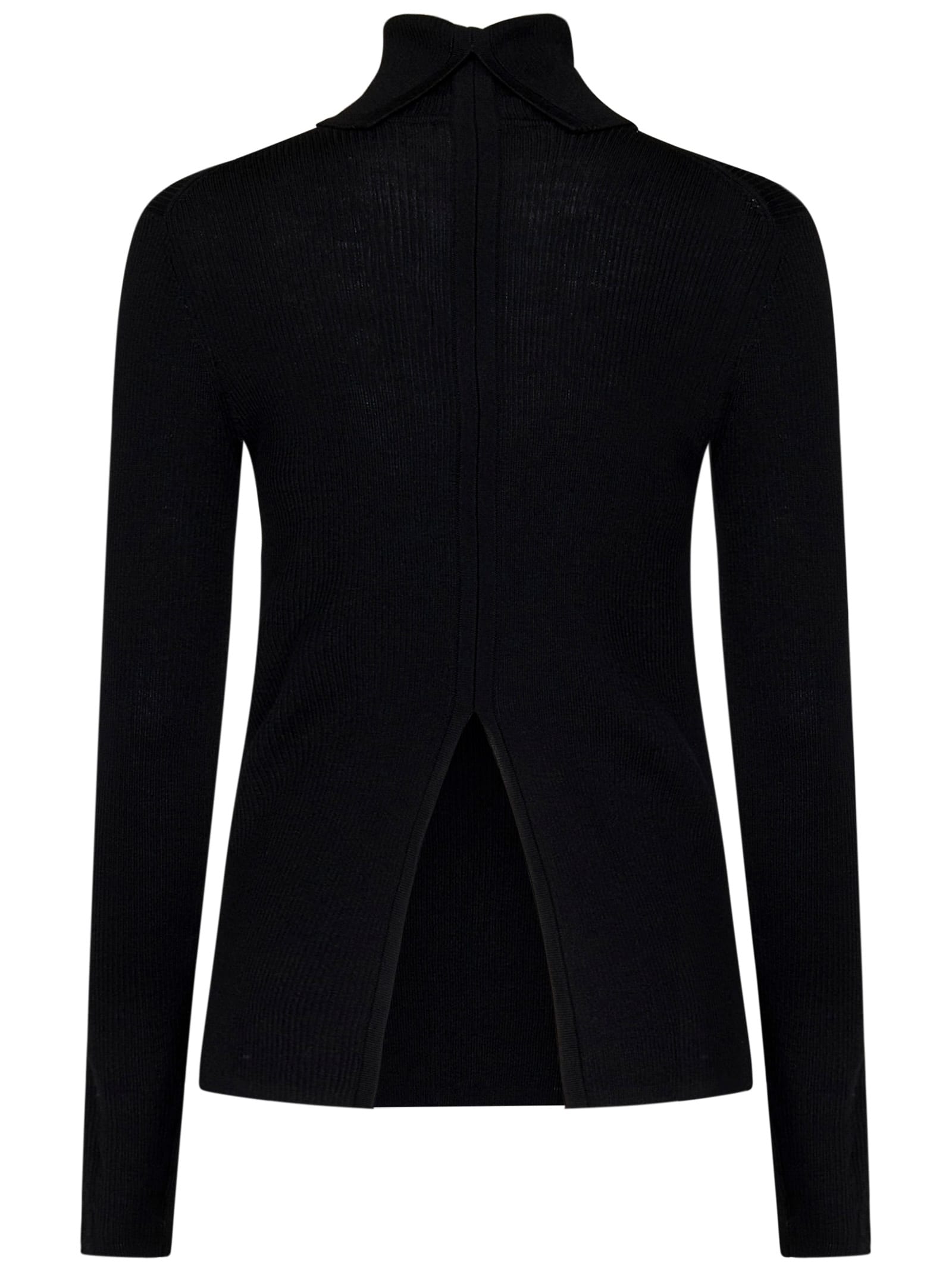 P.a.r.o.s.h . Black High Neck Sweater In Fabric In Black