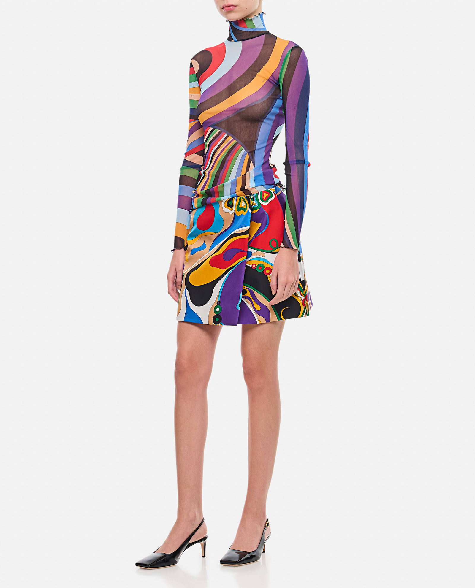 Shop Pucci Silk Twill Skirt In Multicolour