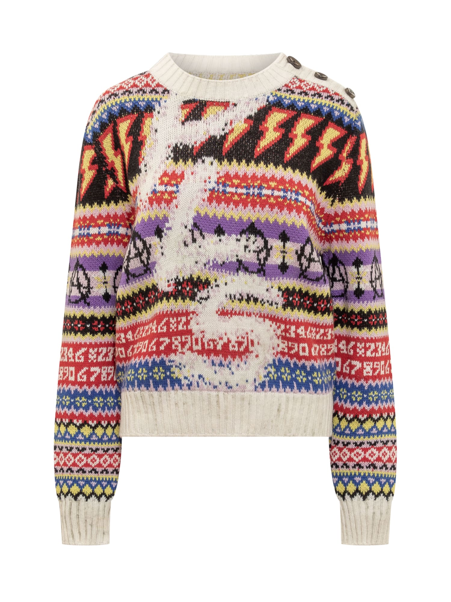 Shop Philosophy Di Lorenzo Serafini Jacquard Sweater In Fantasia Avorio