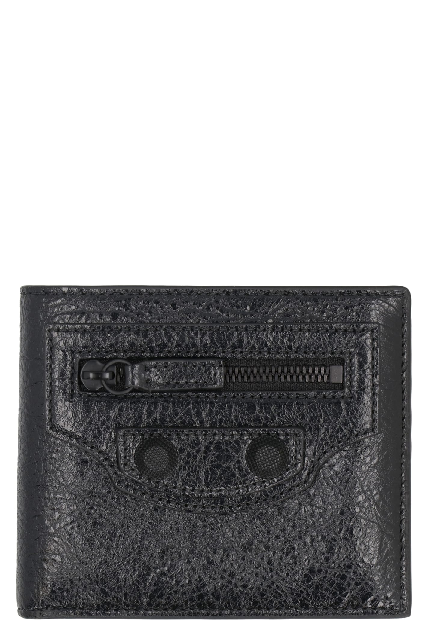 Shop Balenciaga Le Cagole Leather Flap-over Wallet In Black