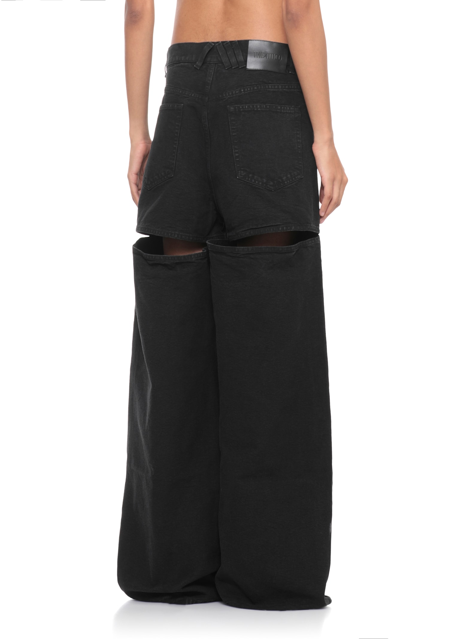 Attico Cotton Pants In Black