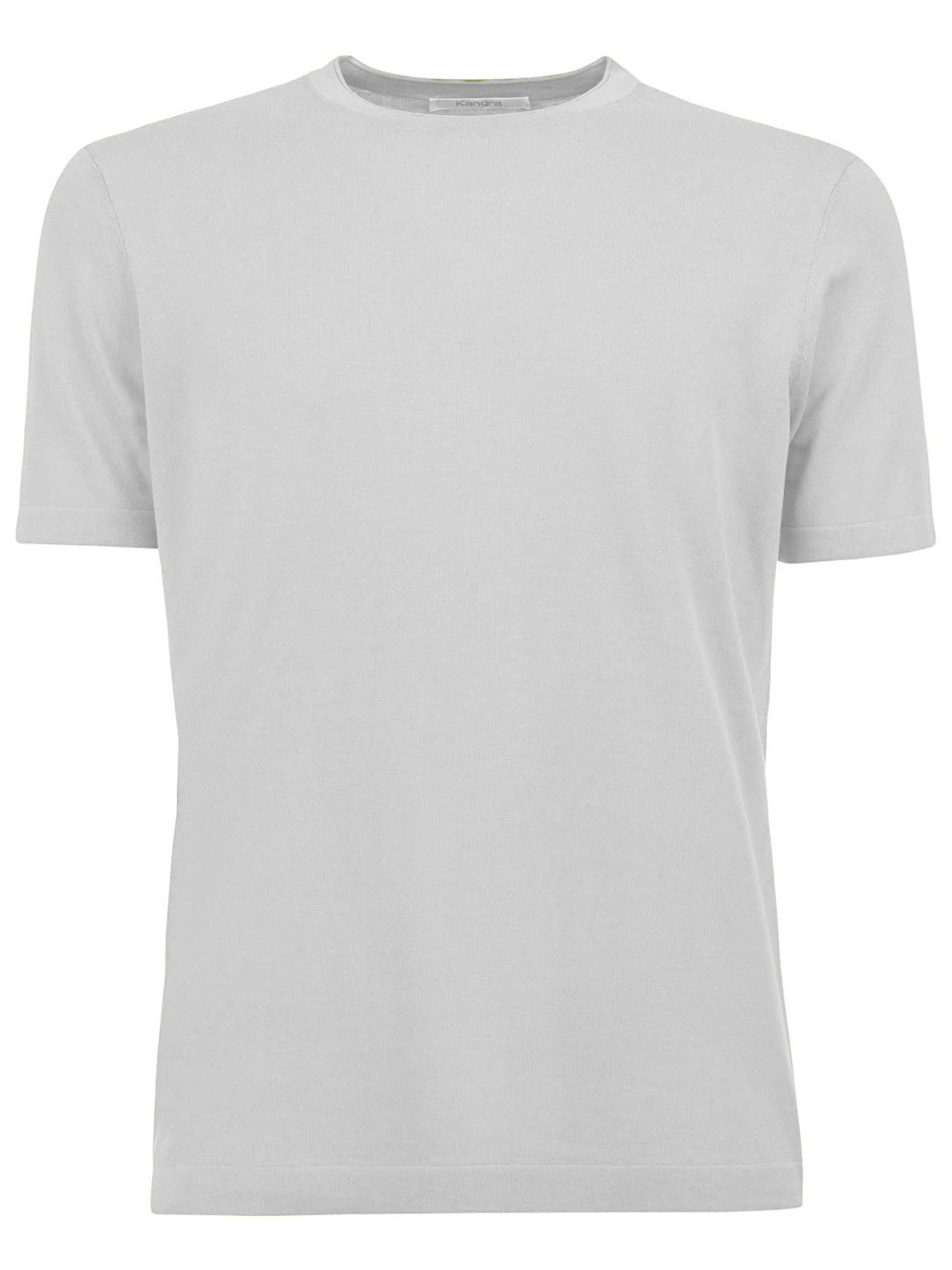 White Cotton Ribbed T-shirt