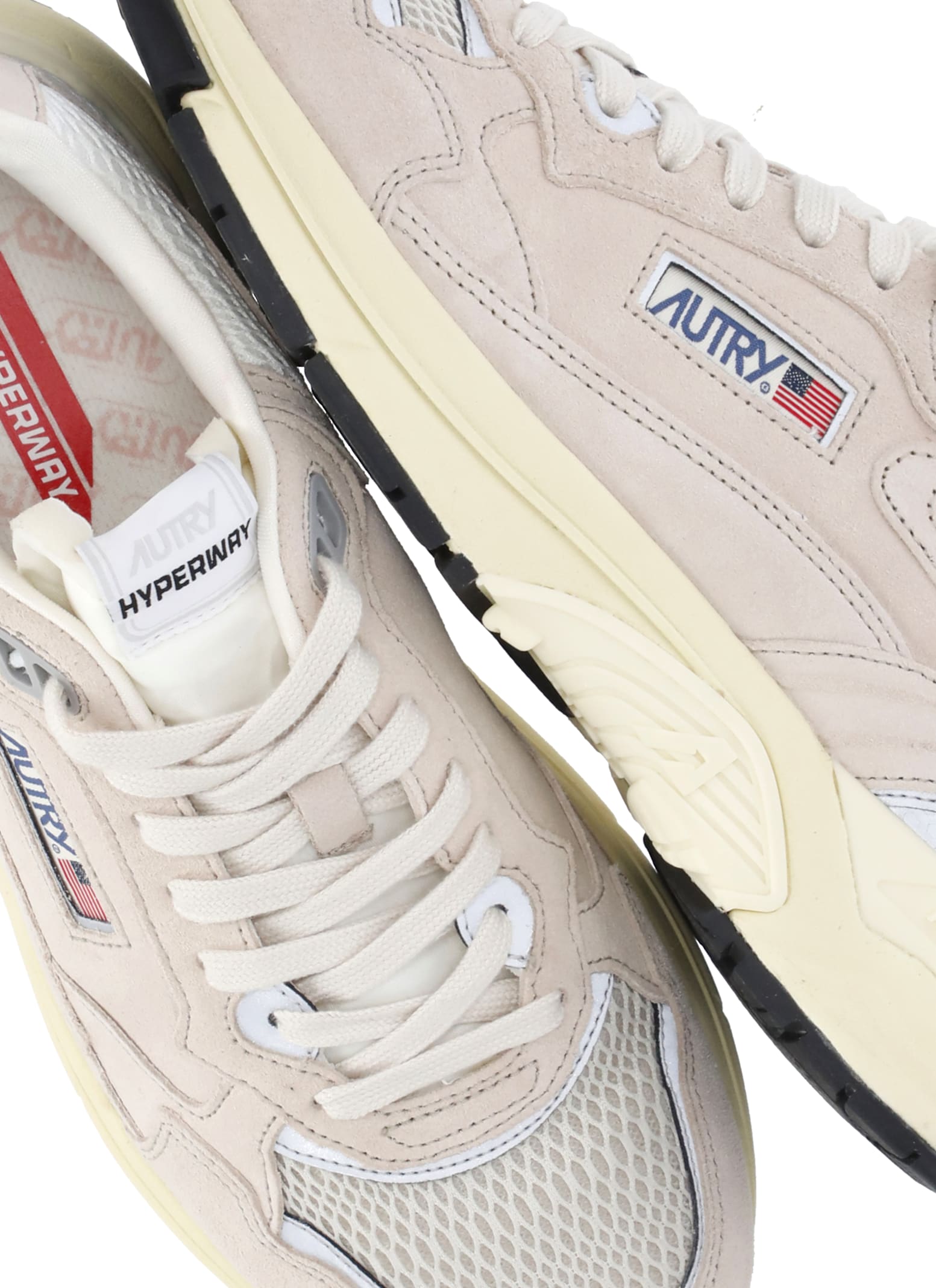 Autry Classic Leather And Mesh Panel Sneakers In Neutral