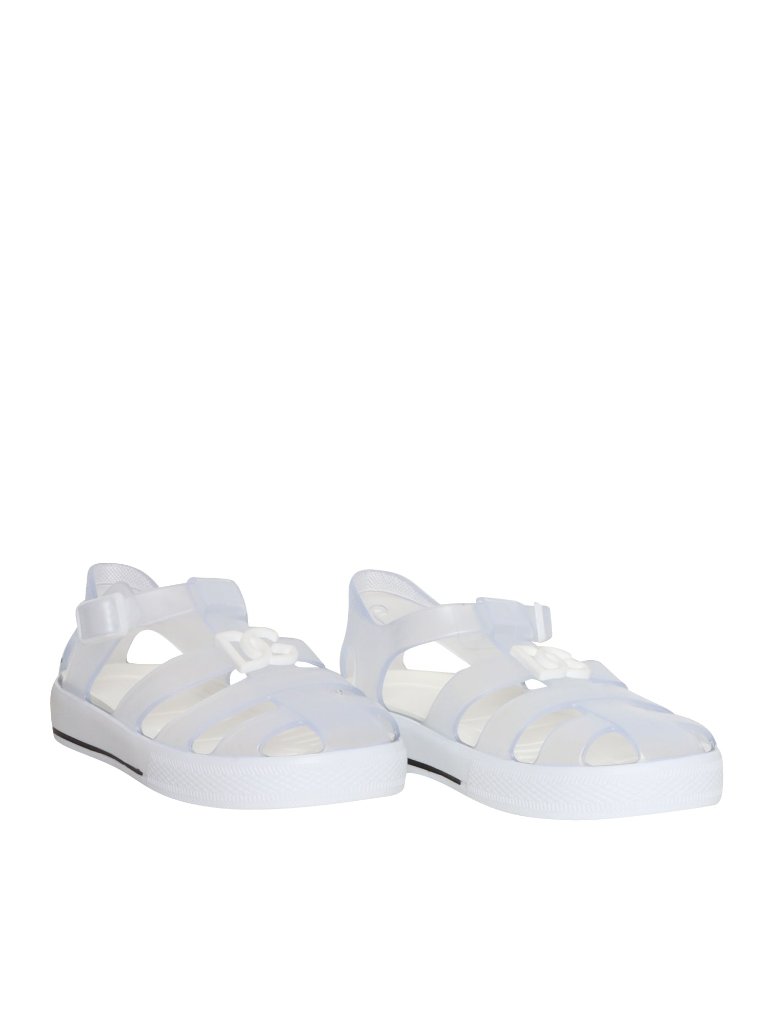 Shop Dolce & Gabbana White Spider Sandals