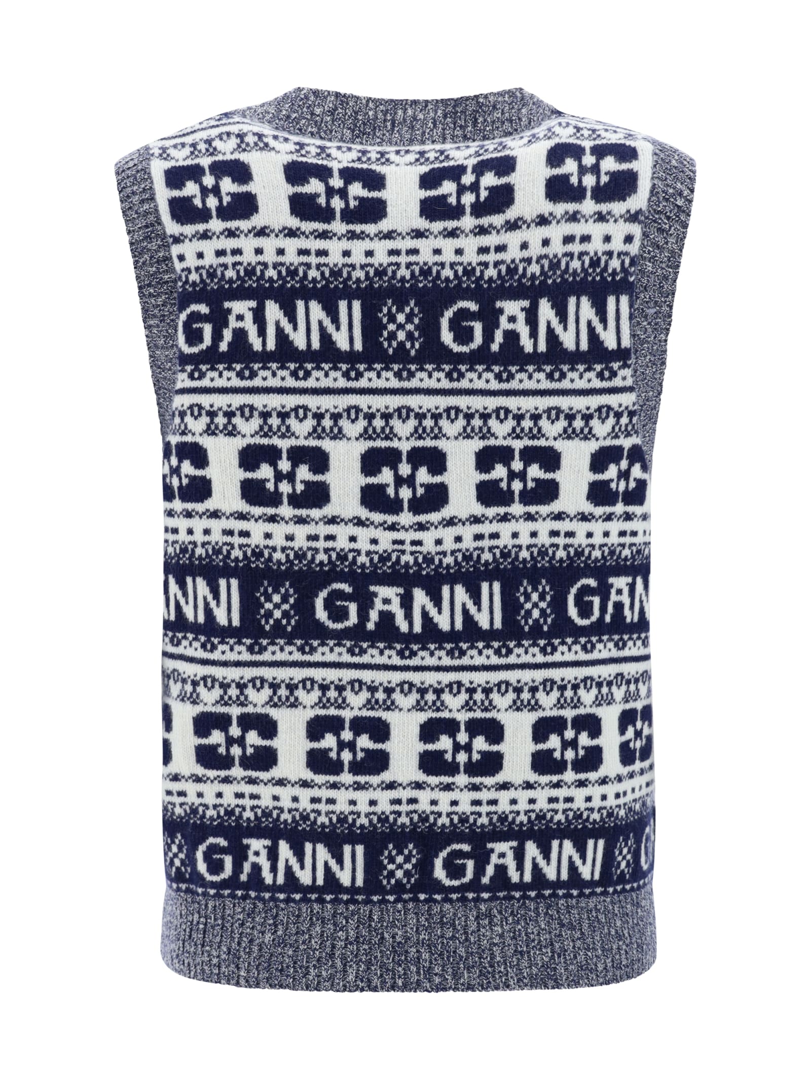 Shop Ganni Logo Vest In Grey