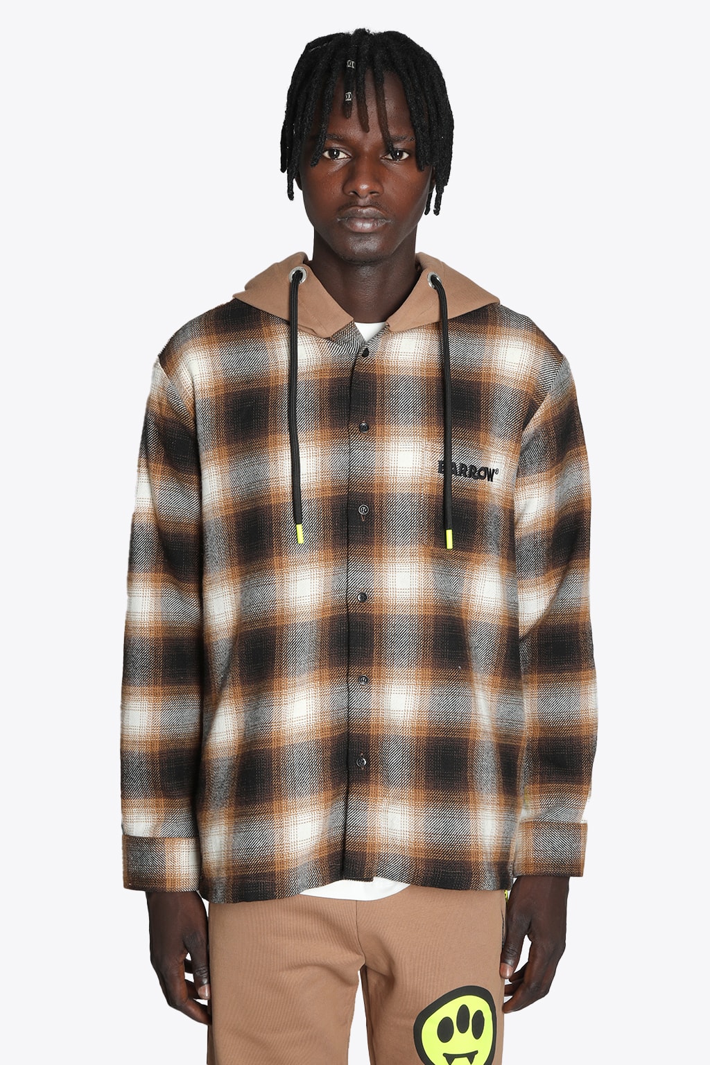 Barrow Flanell Shirt Unisex Brown checked flannel shirt with hoodie