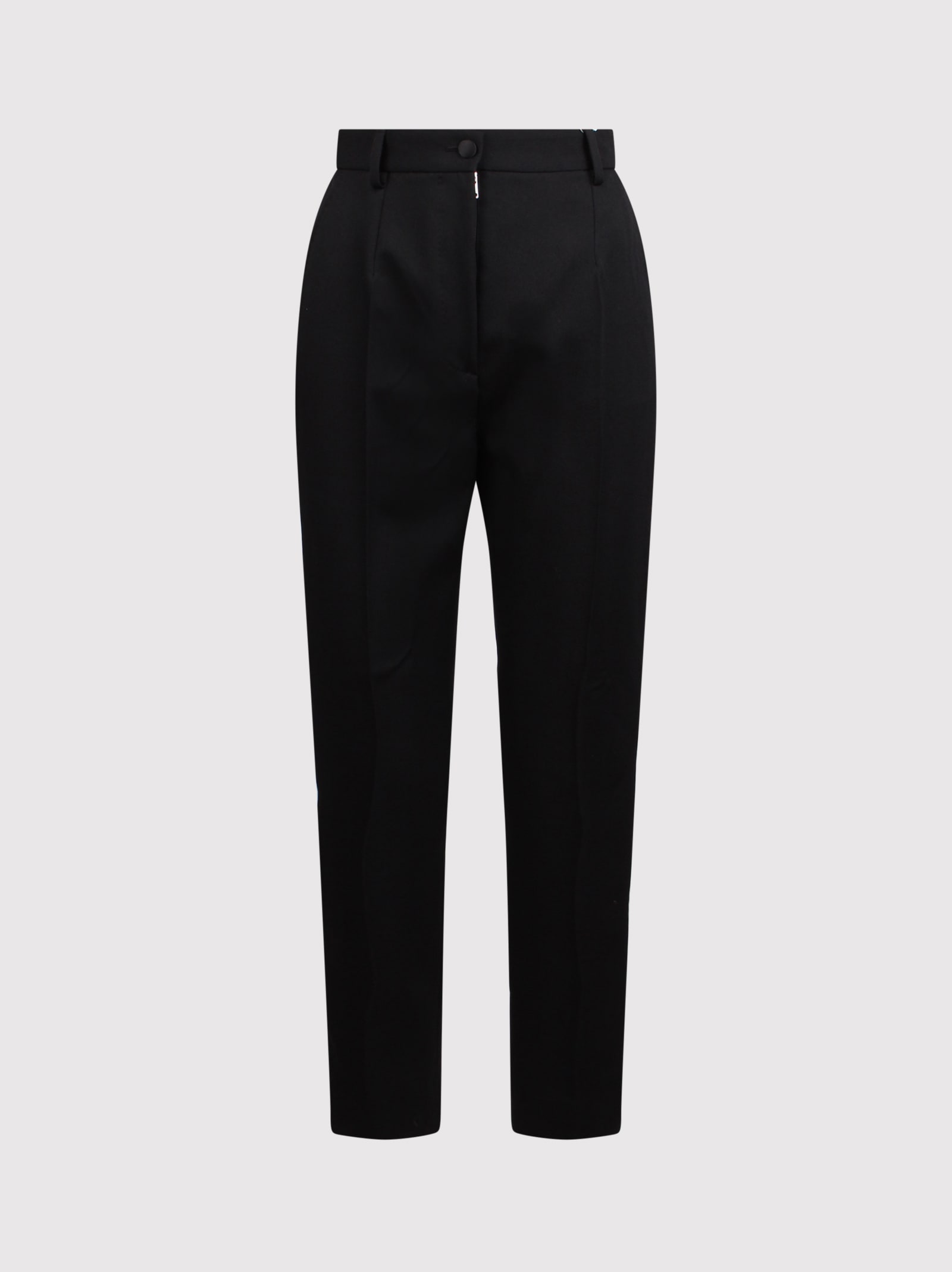 Dolce & Gabbana Virgin Wool-blend Trousers In Black