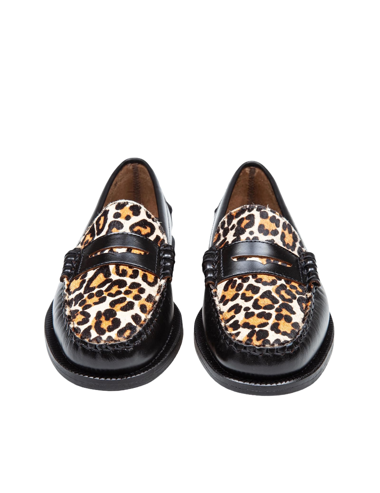 Shop Sebago Dan Vamp Leather Mocasin Color Black/spotted In Leopard