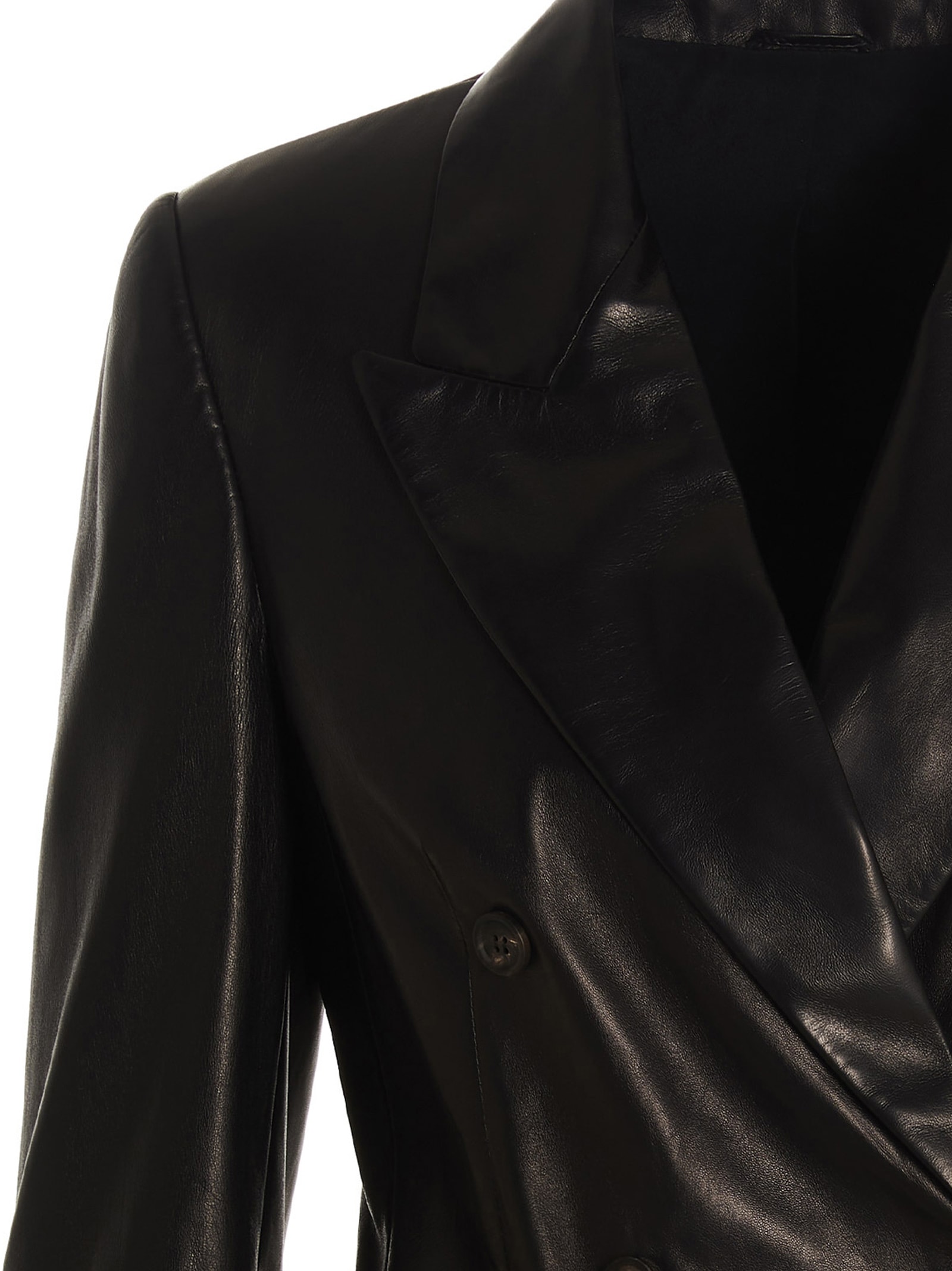 Brunello Cucinelli Double-breasted Leather Blazer Jacket In Black