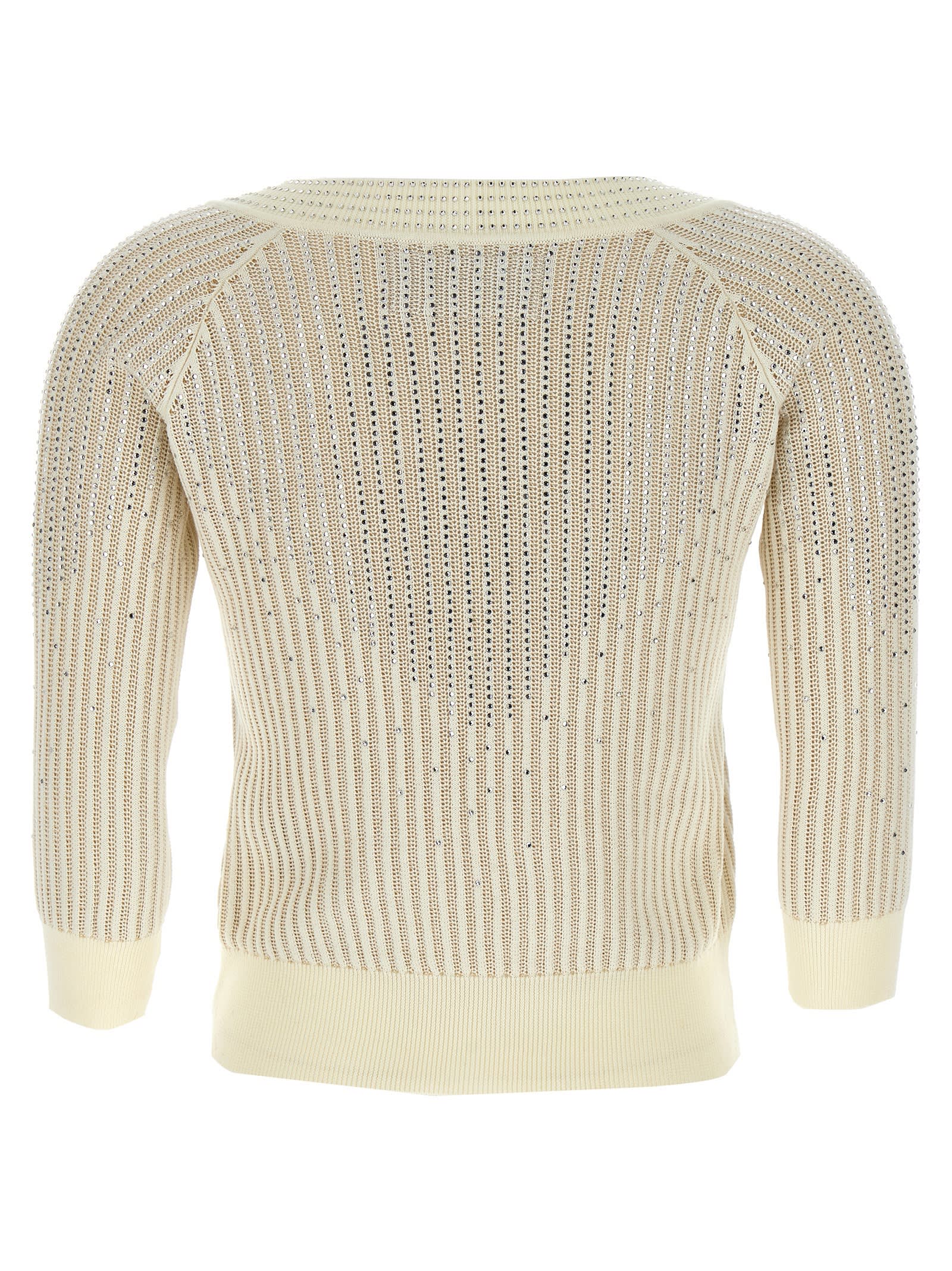 Ermanno Scervino Rhinestone Sweater Sweaters And Cardigans In White