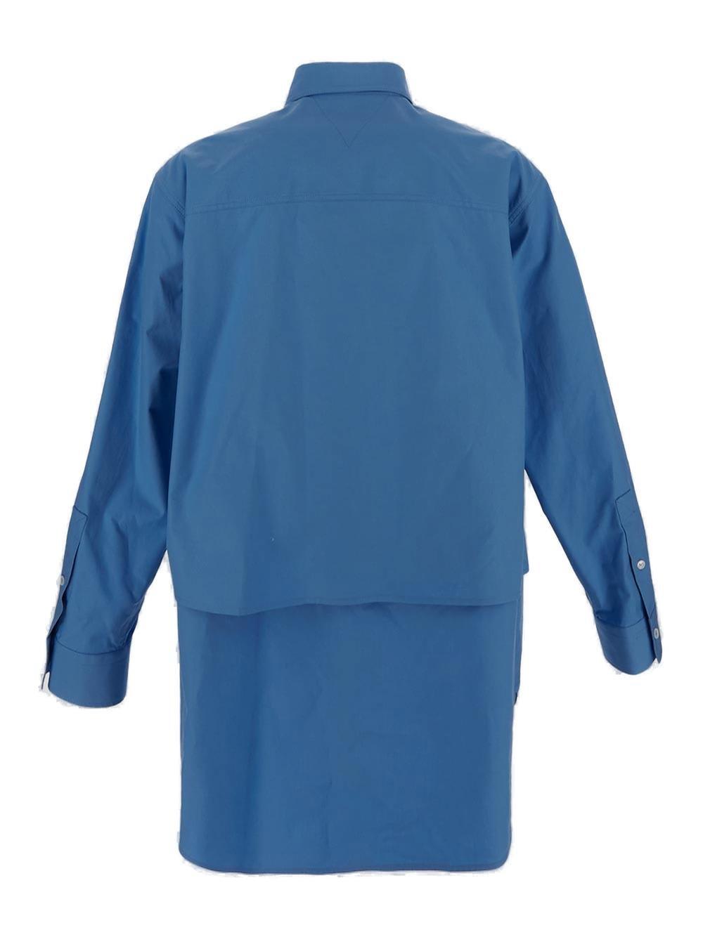 Shop Bottega Veneta Double Layer Shirt In Light Blue