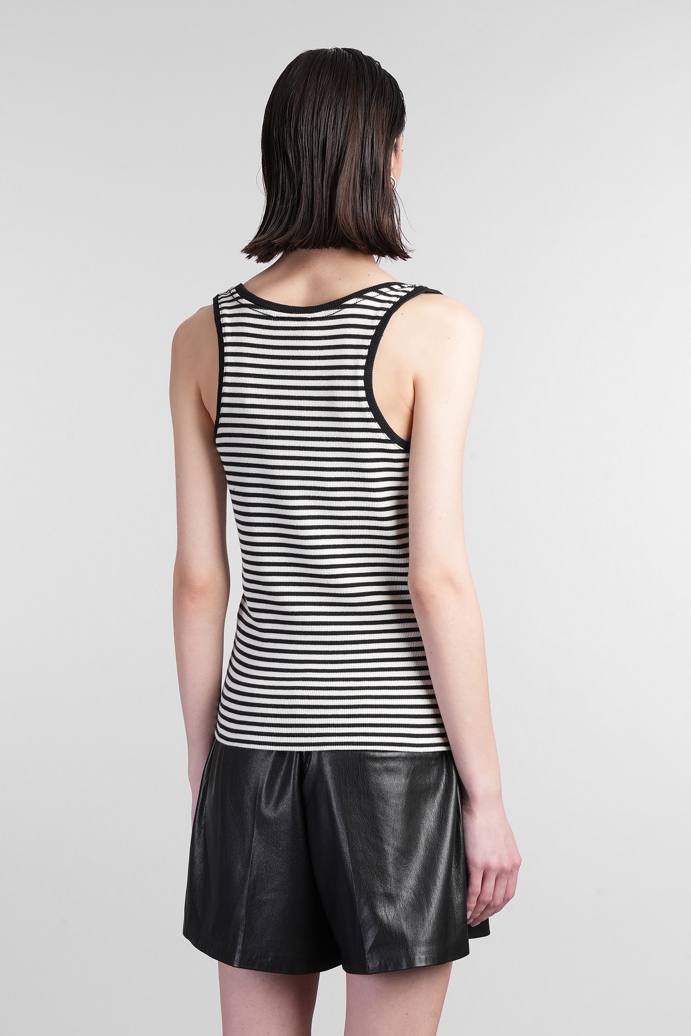 Shop Anine Bing Alessia Tank Top In Black Cotton In Multi