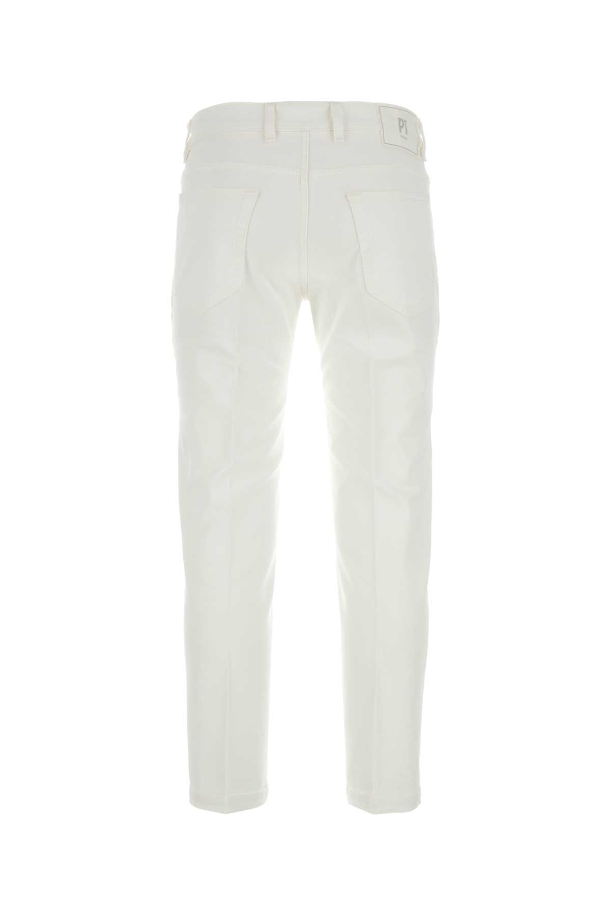 Pt01 White Stretch Denim Indie Jeans In Bianco