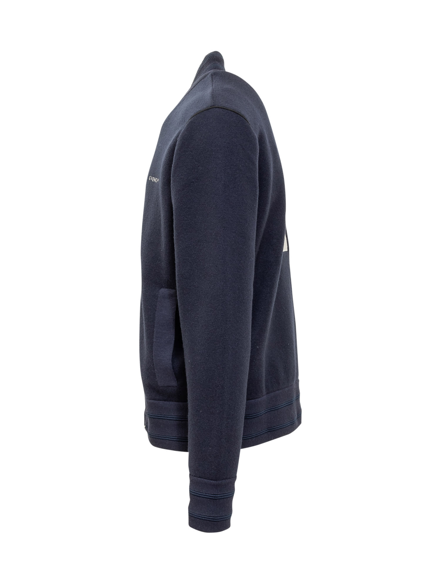 Shop Givenchy 4g Stars Knitted Varsity Jacket In Dark Navy