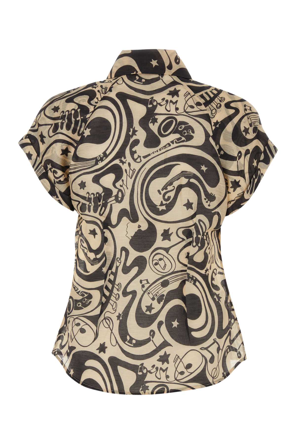 Shop Zimmermann Printed Linen Blend Matchmaker Shirt In Blackteaabstractmusical