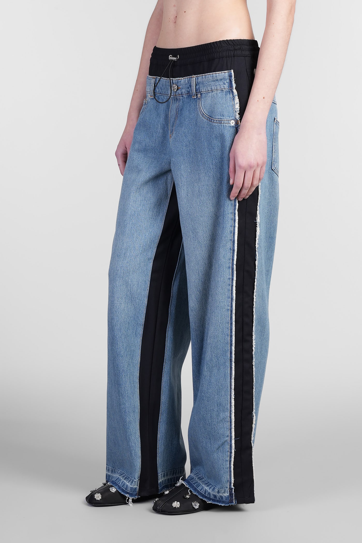 Simkhai Shia Straight Leg Wool-blend Pant In Blue