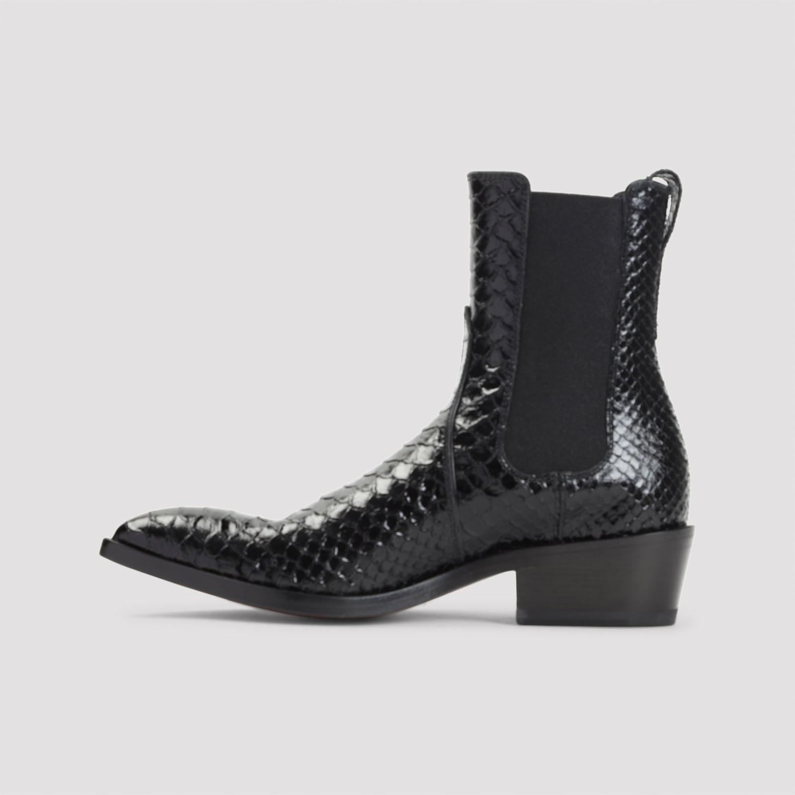 Tom Ford Embossed Leather Ankle Boots In Black