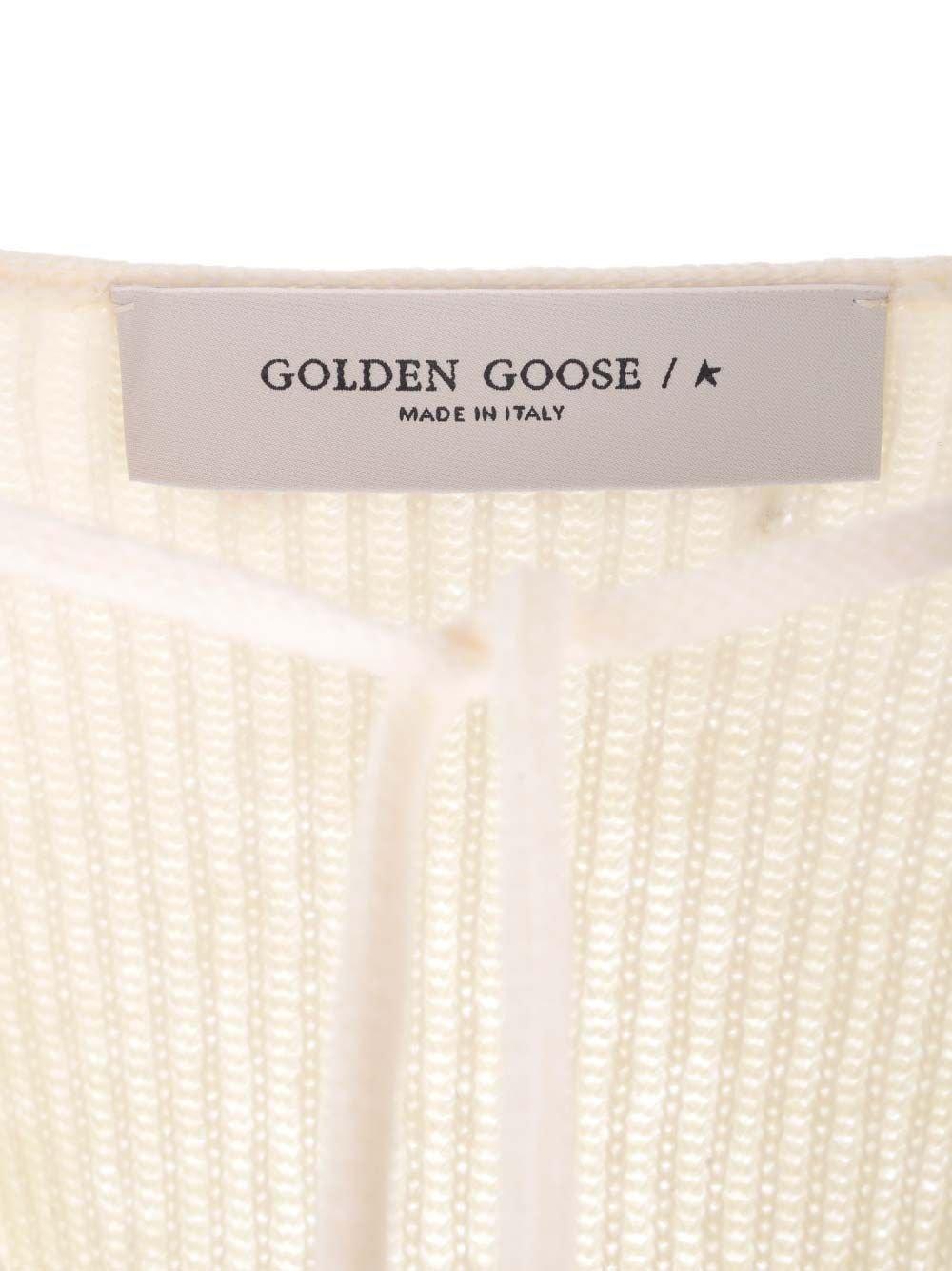 Shop Golden Goose Mary Lou Front-tied Knitted Jumper In Bianco