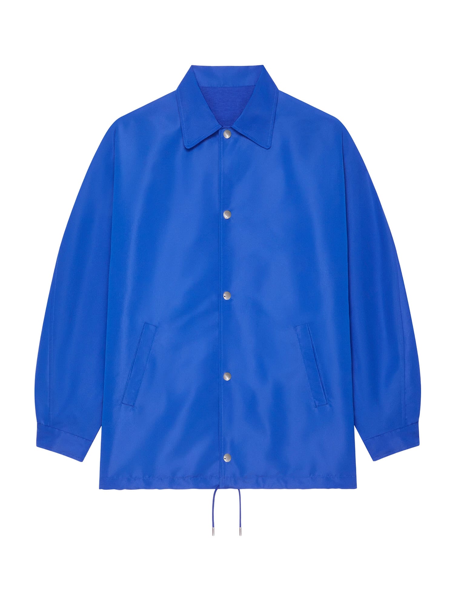 Givenchy Waterproof Nylon Jacket Featuring Pointed Collar In Blue