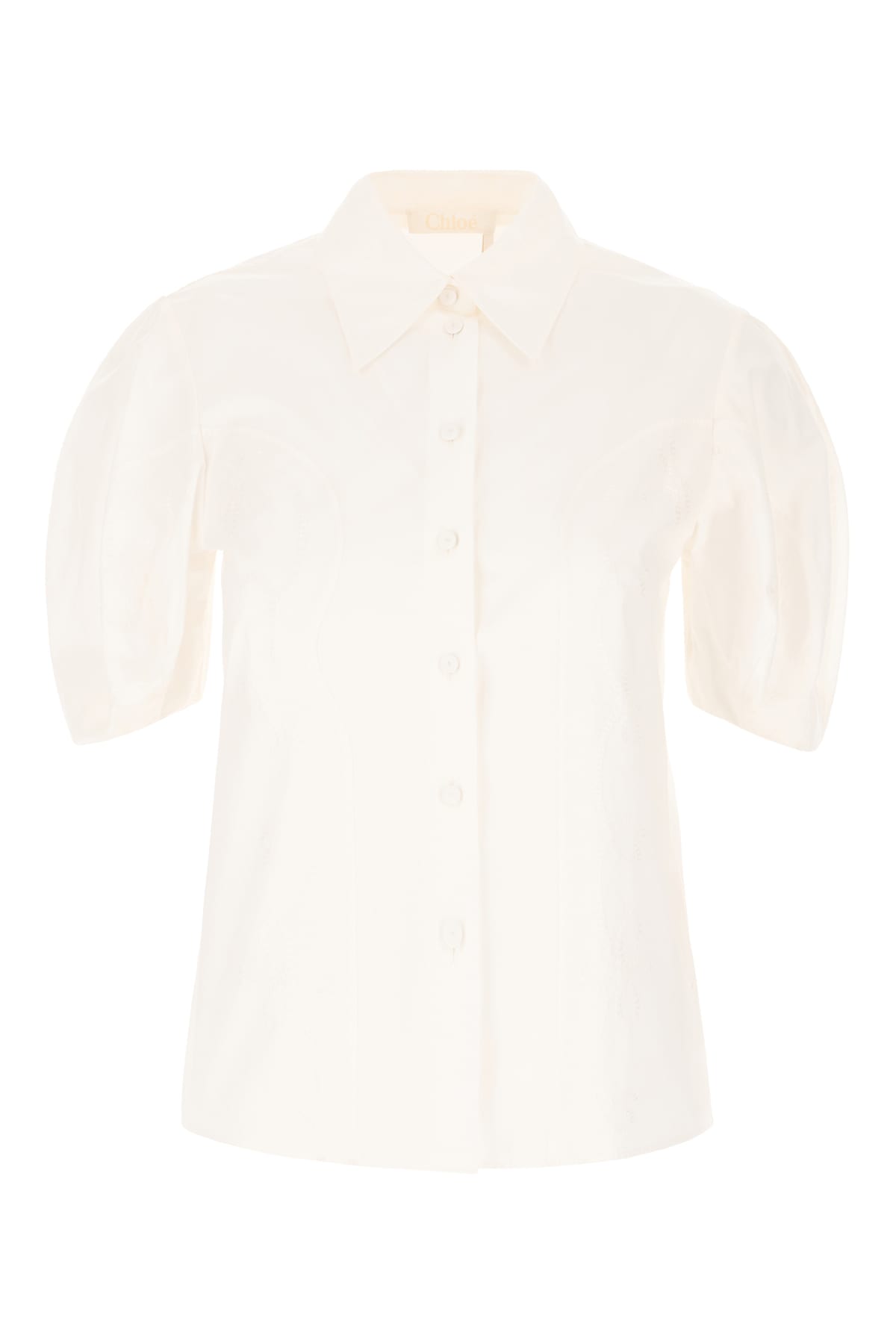 Chloé Cotton Blouse With Embroidered Patterns And Puff Sleeves In Iconicmilk