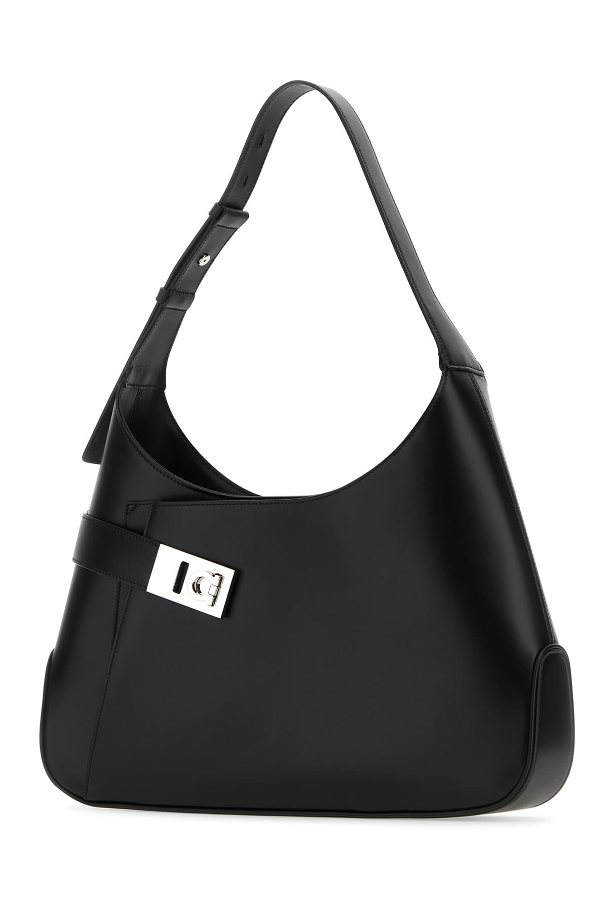 Ferragamo Archive Large Leather Shoulder Bag In Nero