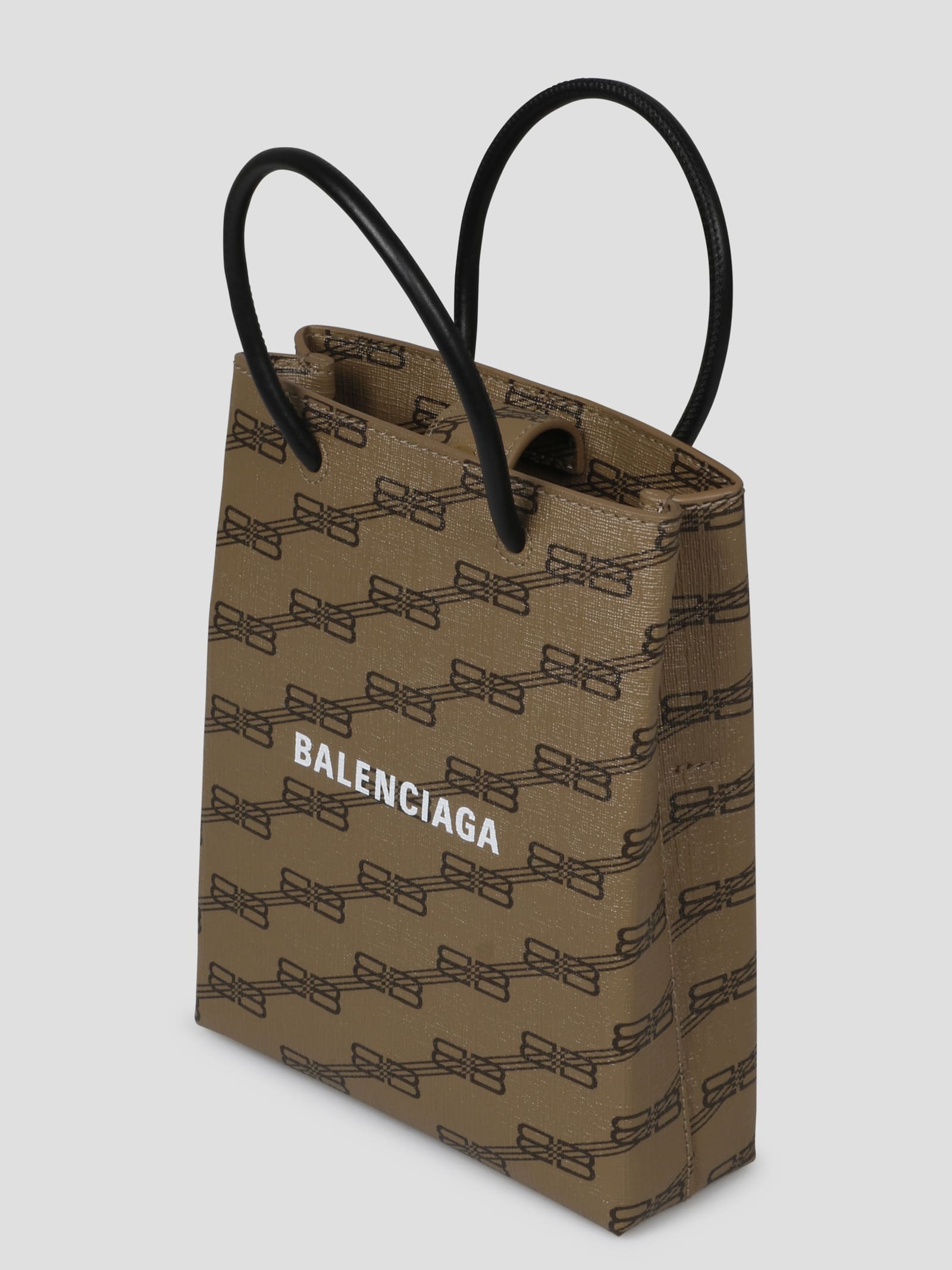 Balenciaga Printed Canvas Phone Case In Brown