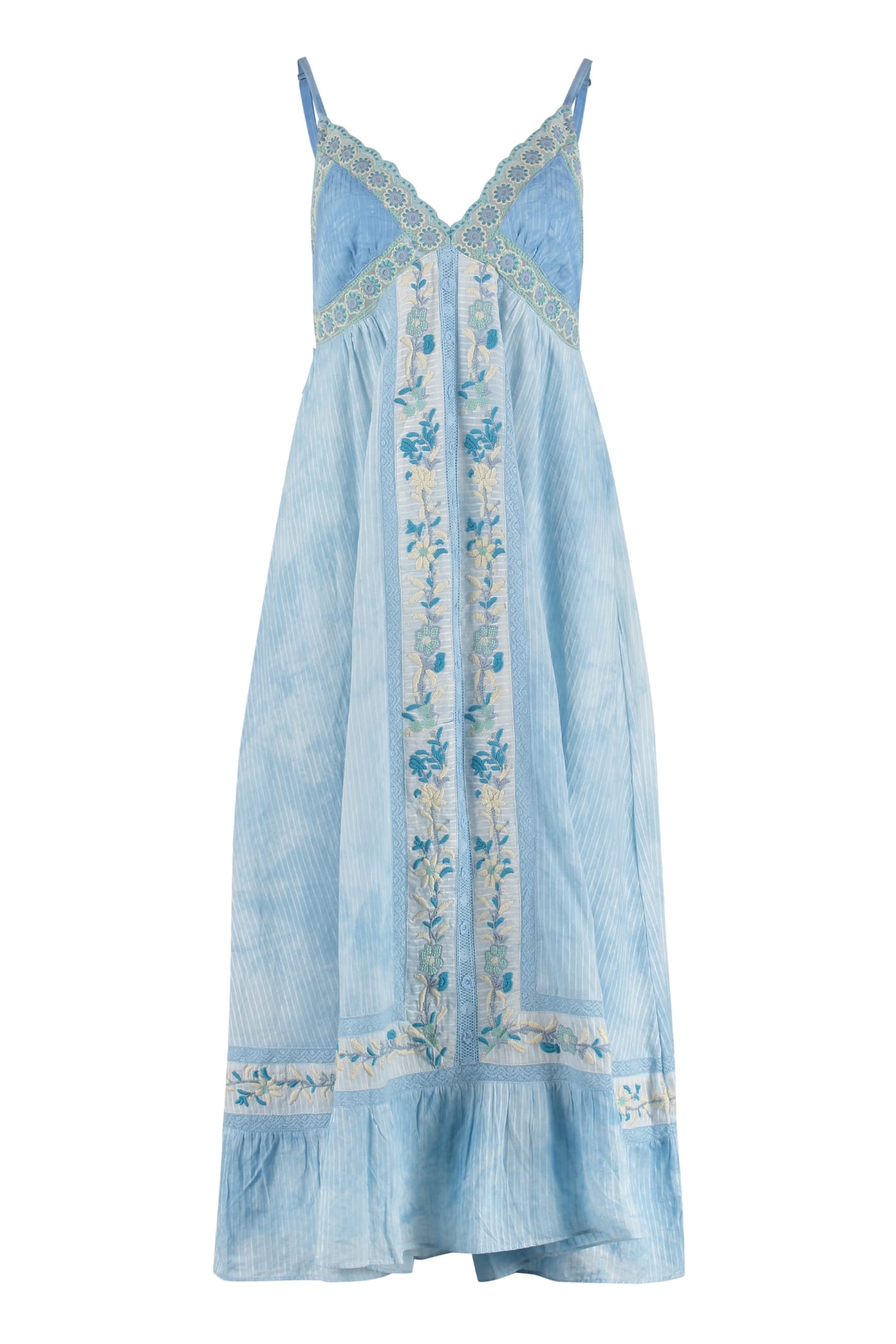 LoveShackFancy King Embroidered Cotton Long Dress