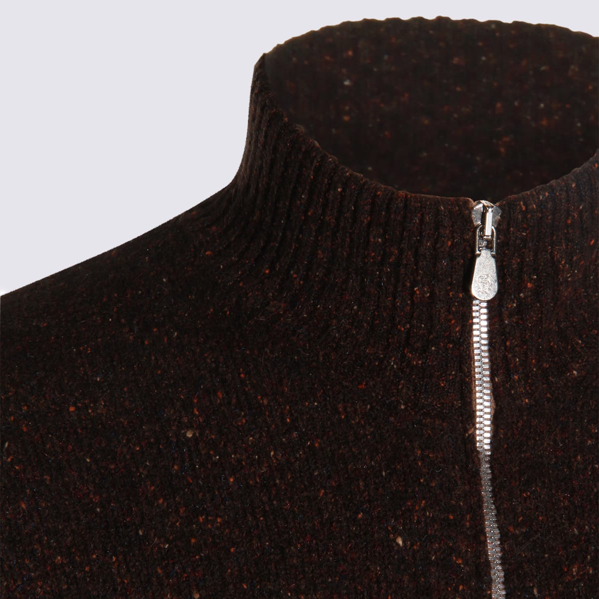 Brunello Cucinelli High Neck Ribbed Cuff And Hem Sweater In Animal Print