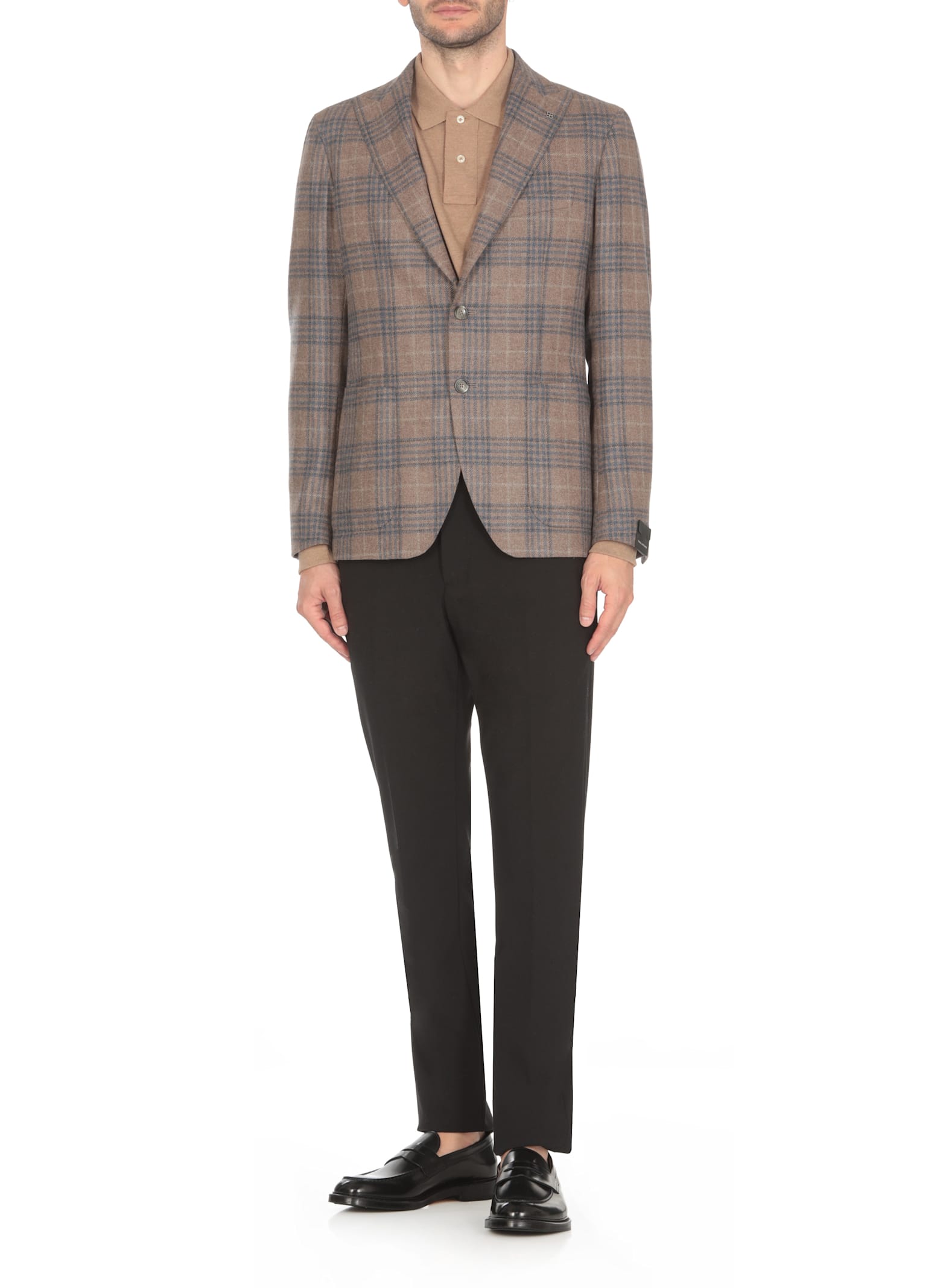 Shop Tagliatore Tartan Jacket In Brown