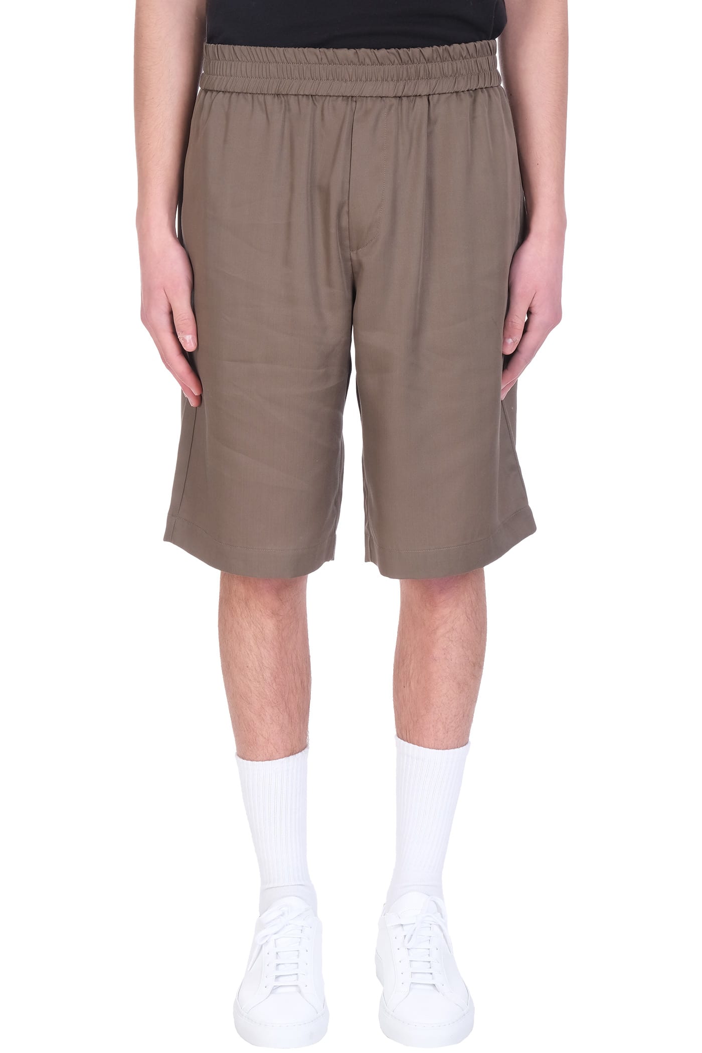 Roberto Collina Shorts In Green Wool And Polyester