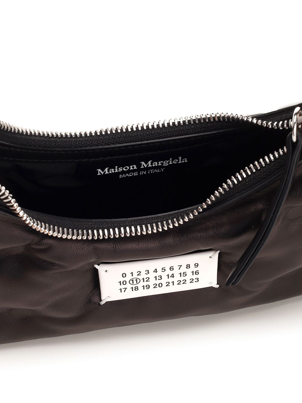 Maison Margiela Quilted Calf Leather Shoulder Bag With Silver Chain Strap In Black