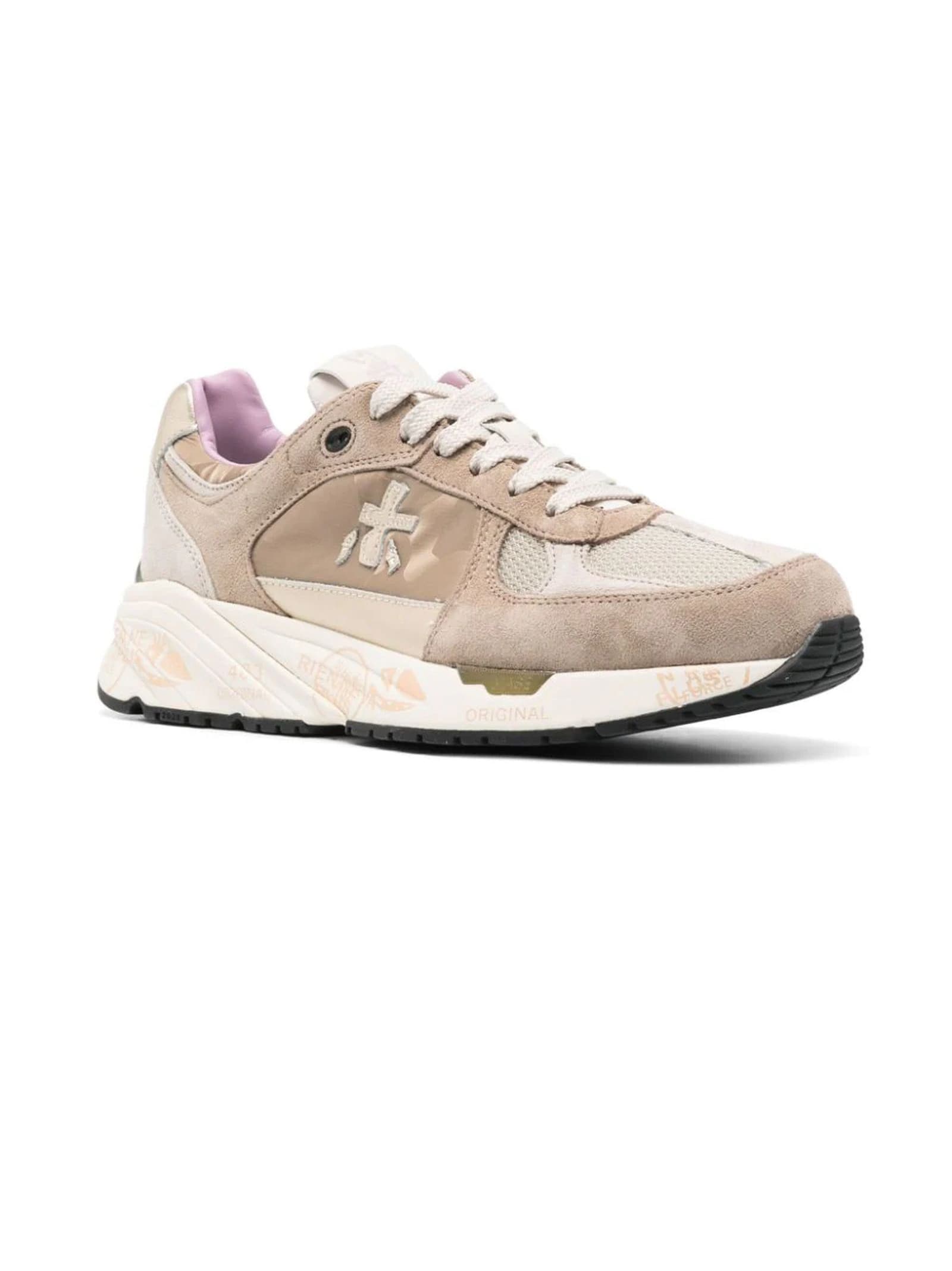 Shop Premiata Beige Suede Mase Sneakers