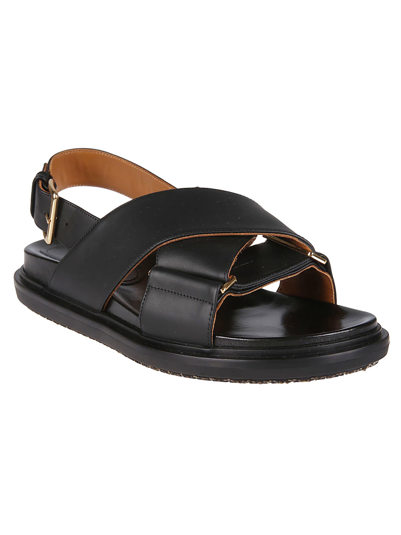 Shop Marni Fussbett Criscross Sandals In Black
