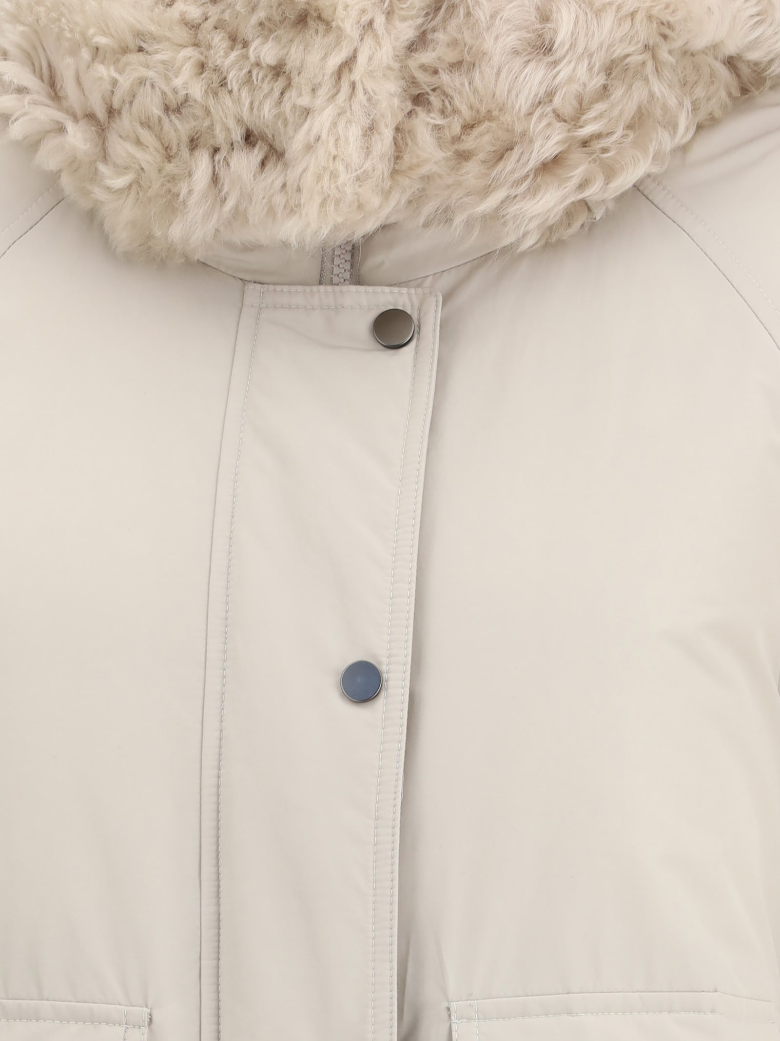 Brunello Cucinelli Techno Cotton Taffeta Parka In White