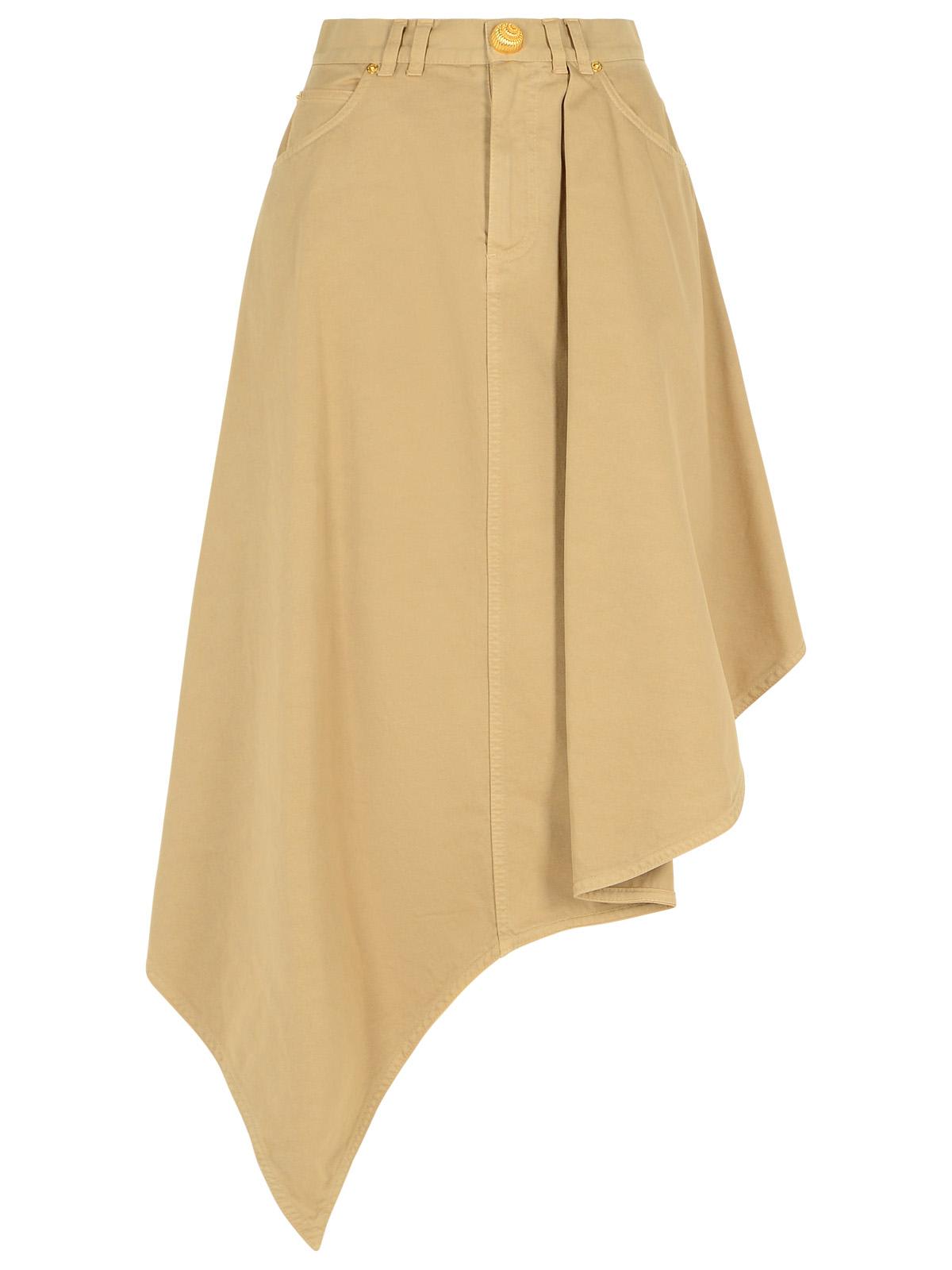 Shop Balmain Beige Cotton Skirt