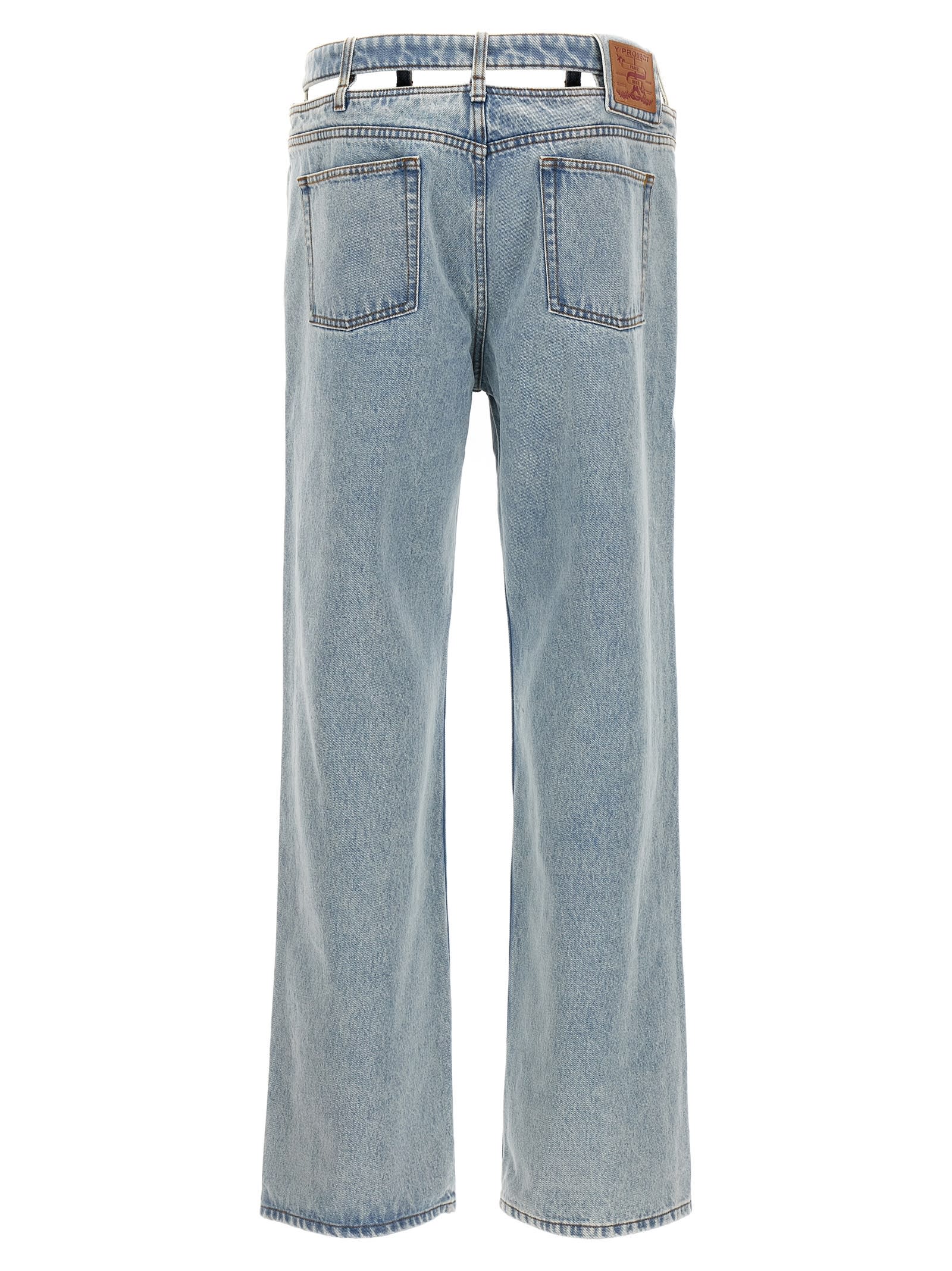 Y/project Evergreen Y Belt Jeans In Light Blue