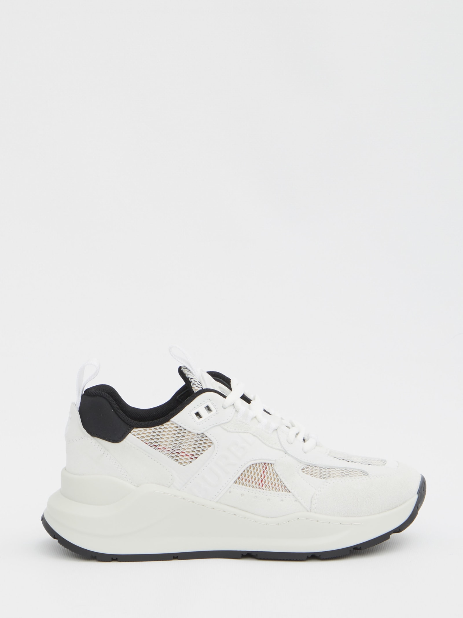 BURBERRY LEATHER, SUEDE AND MESH SNEAKERS